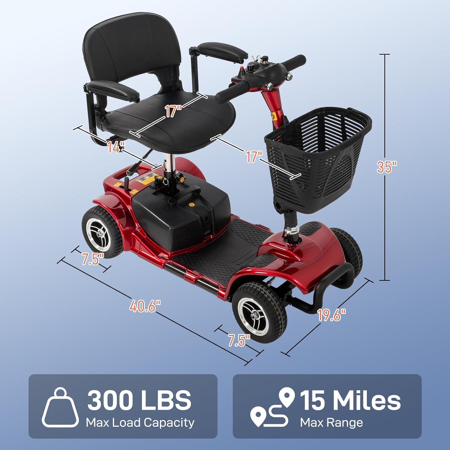 Dimensions and Capacity of Winado Mobility Scooter