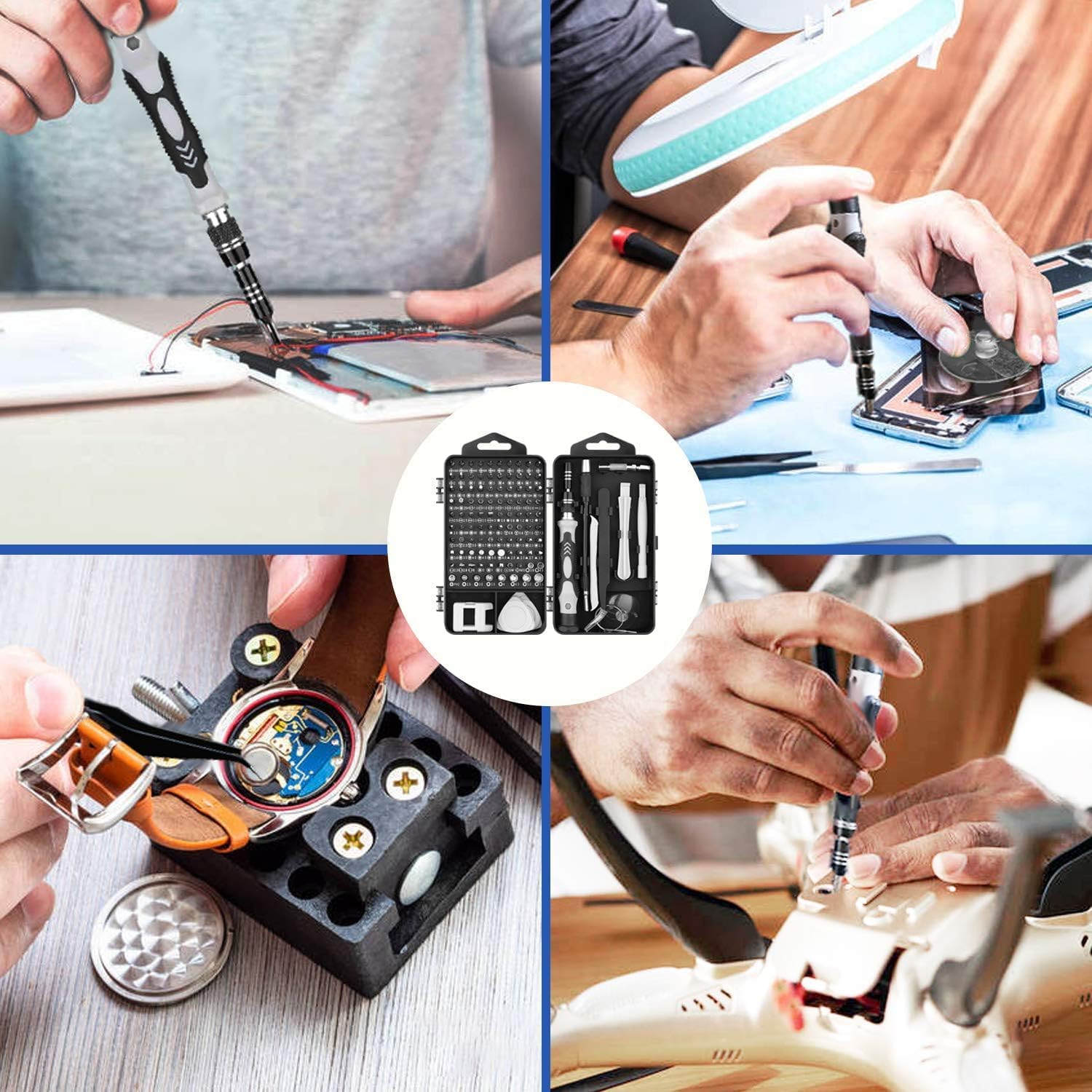 115-in-1 Precision Screwdriver Sets, Professional Repair Tool Kit with Flat Head & Multiple Bits for Electronics, Phone, Watch, Automotive Maintenance - Magnetic, Non-Slip Handle & Tweezers