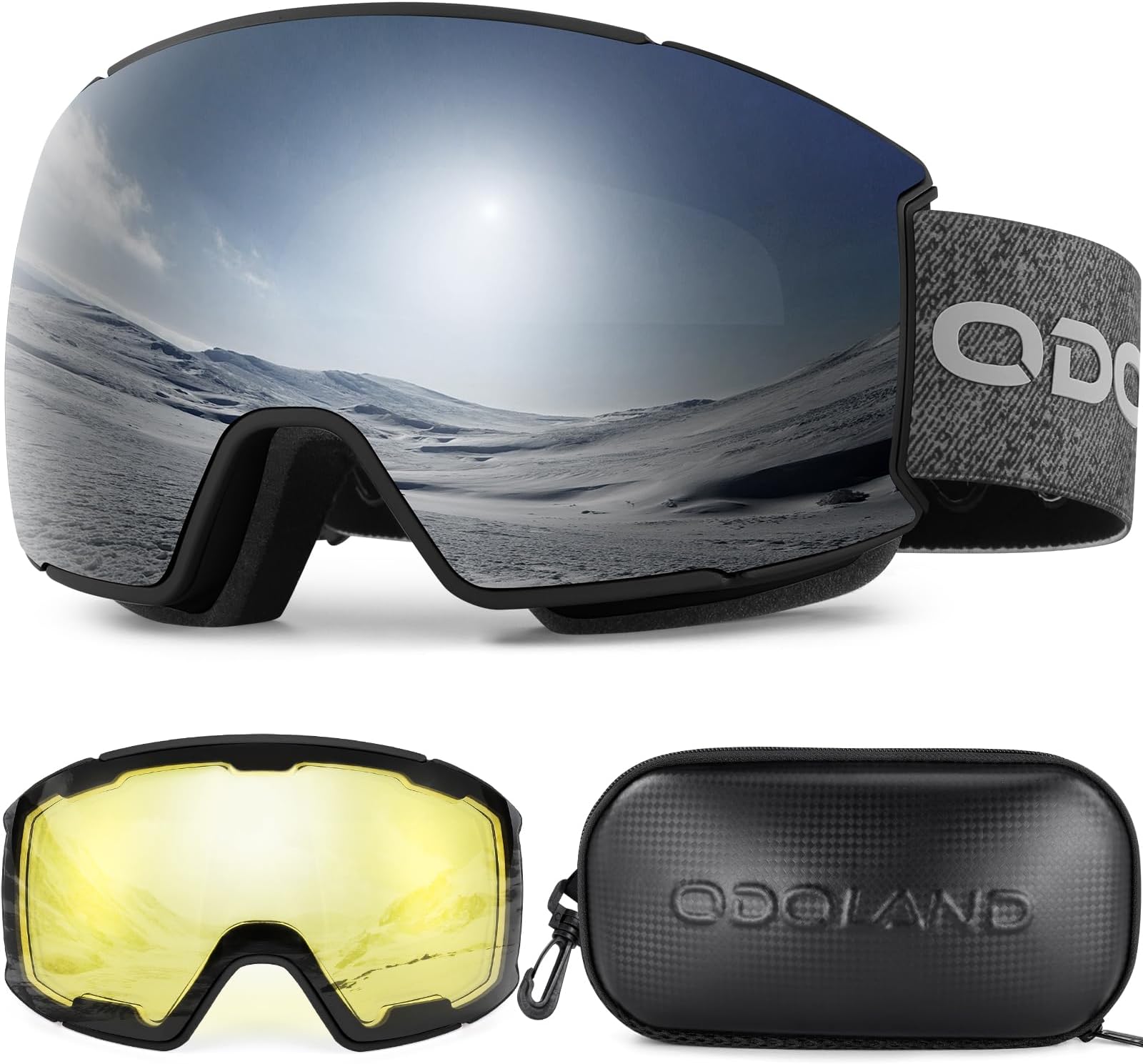 - Magnetic Interchangeable Ski Goggles Set with 2 Lens, Anti-Fog UV Protection Snowboard Snow Goggles for Men Women