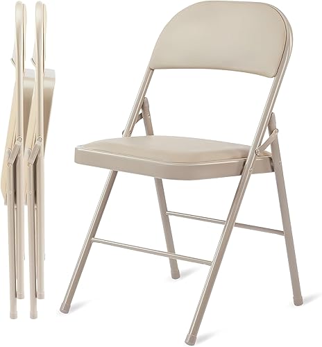 Miniatura 14 de HealSmart 4 sillas plegables con asientos acolchados de cuero, respaldo y marco de metal resistente, apilables, portátiles, asiento para eventos