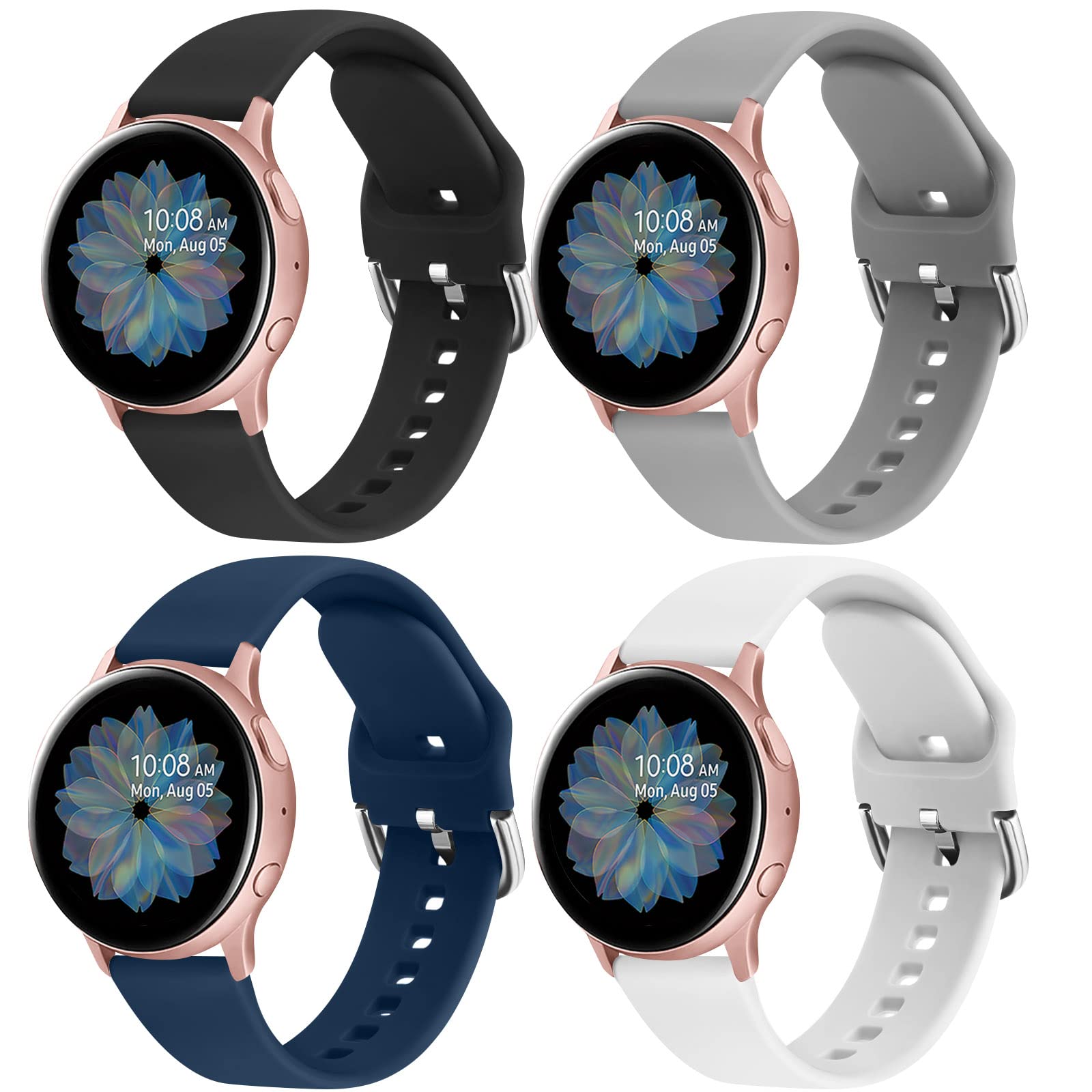 Samsung Galaxy Watch 4 Strap - 44mm/40mm & 46mm/42mm Classic, Adjustable Silicone Band for Women & Men