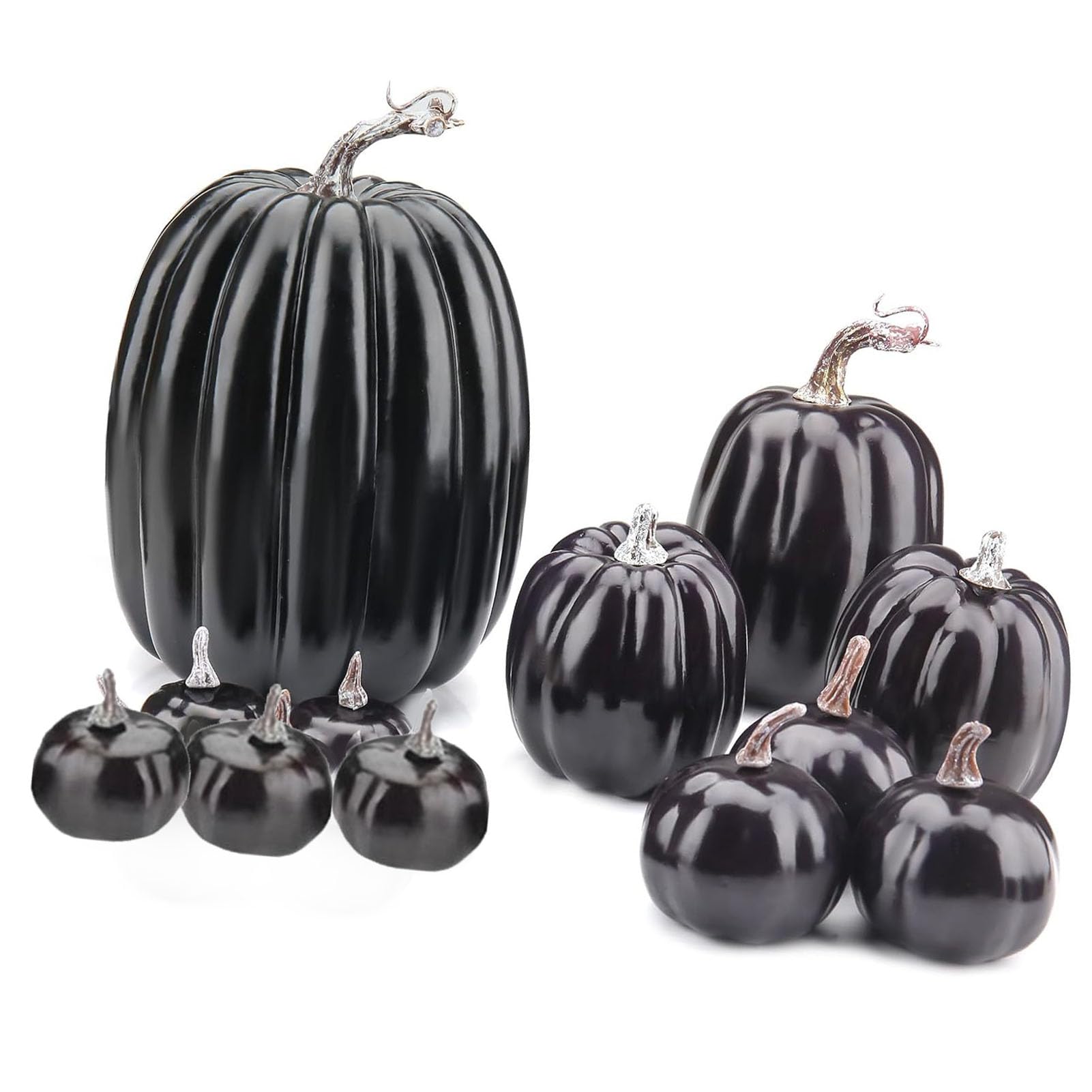 14 calabazas artificiales ligeras de espuma negra
