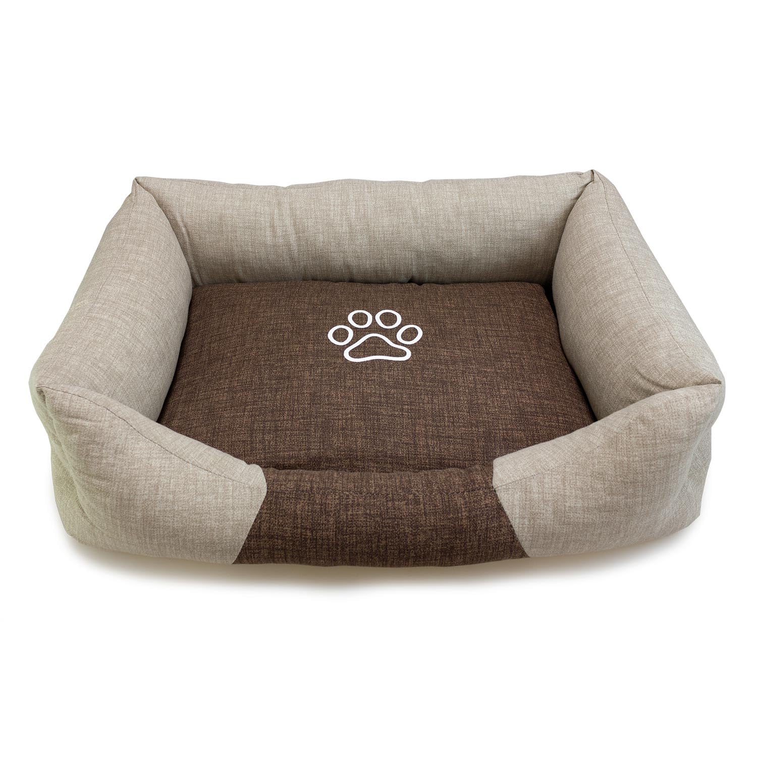 Lit carré pour chien brun et beige 70x55cm