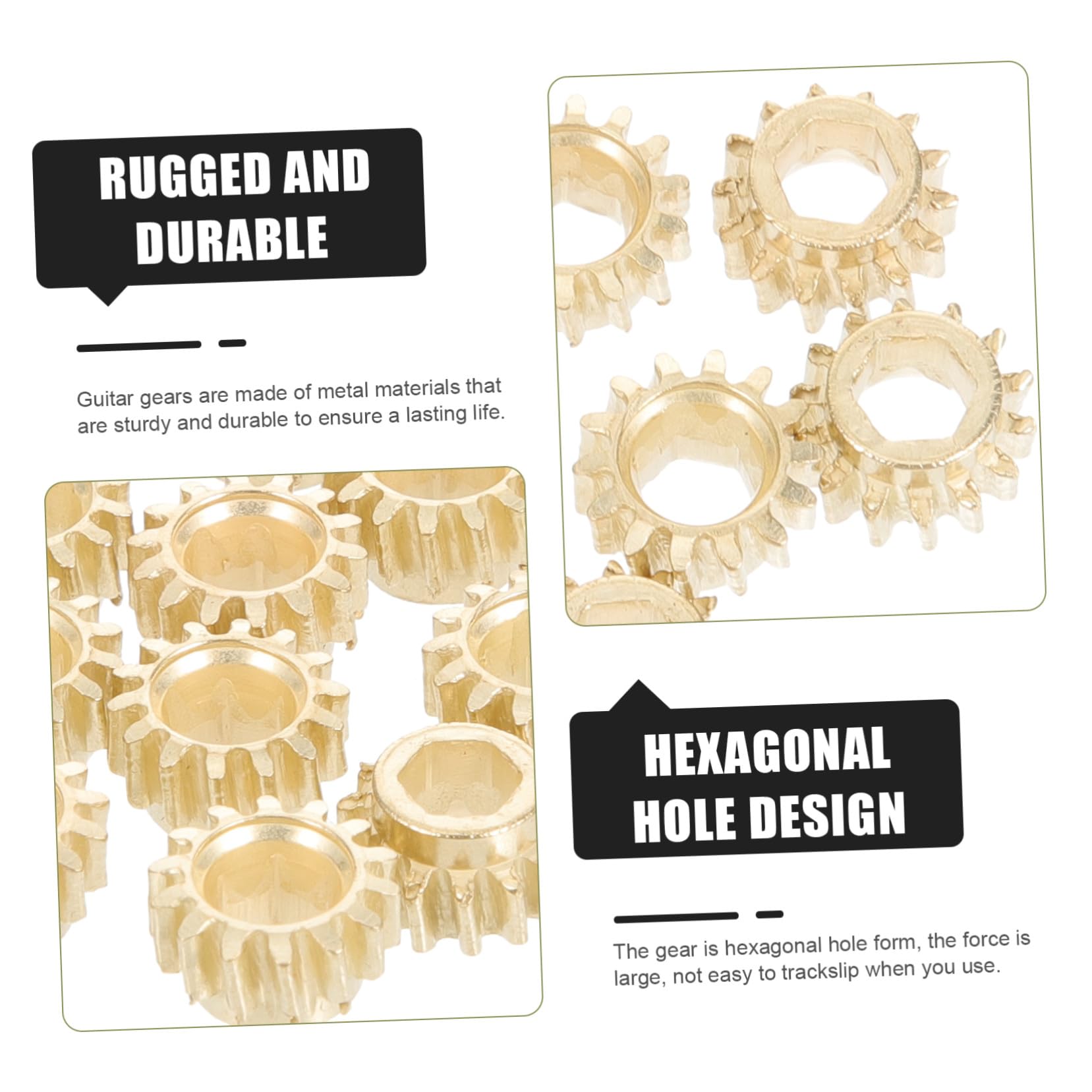 Clavijas de Afinación Doradas para Guitarra Clásica 12 Piezas de Metal Agujero Hexagonal y Relación 1:14, Prácticas y Resistentes para Accesorios de Guitarra