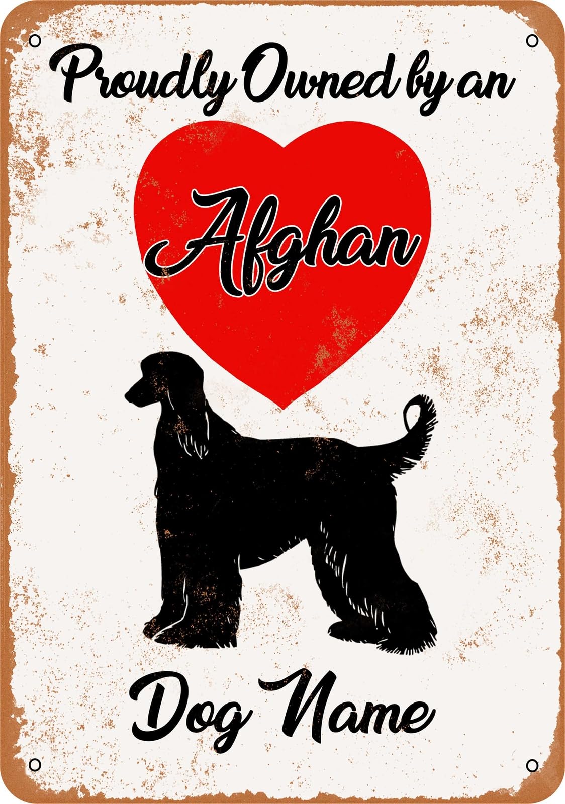Miaomansenstore Metal Sign - Custom Dog Name - Afghan - Vintage Look Home Decor
