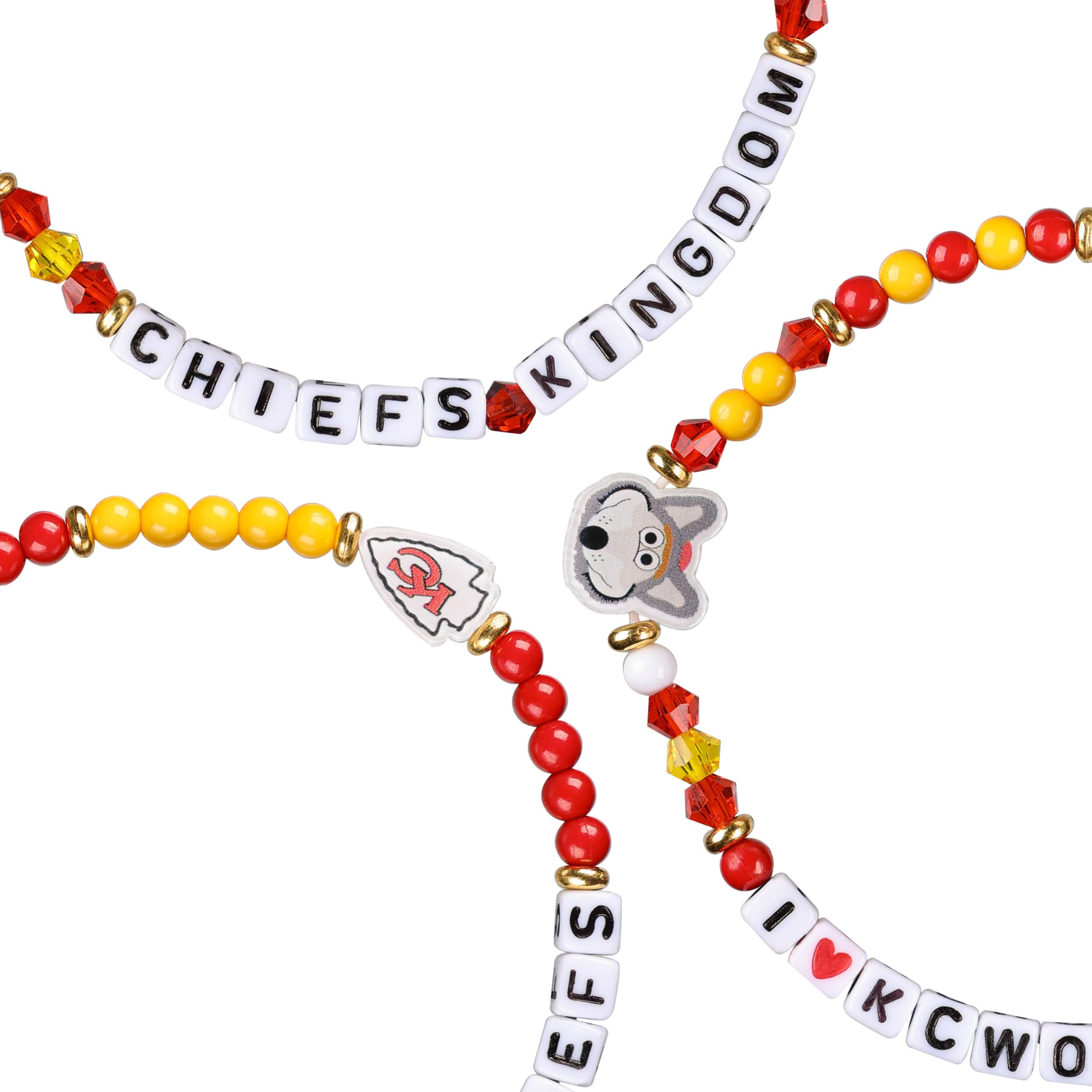 FOCO Unisex Adult NFL Team Logo Officially Licensed 3-Pack Beaded Friendship Bracelet, Gems