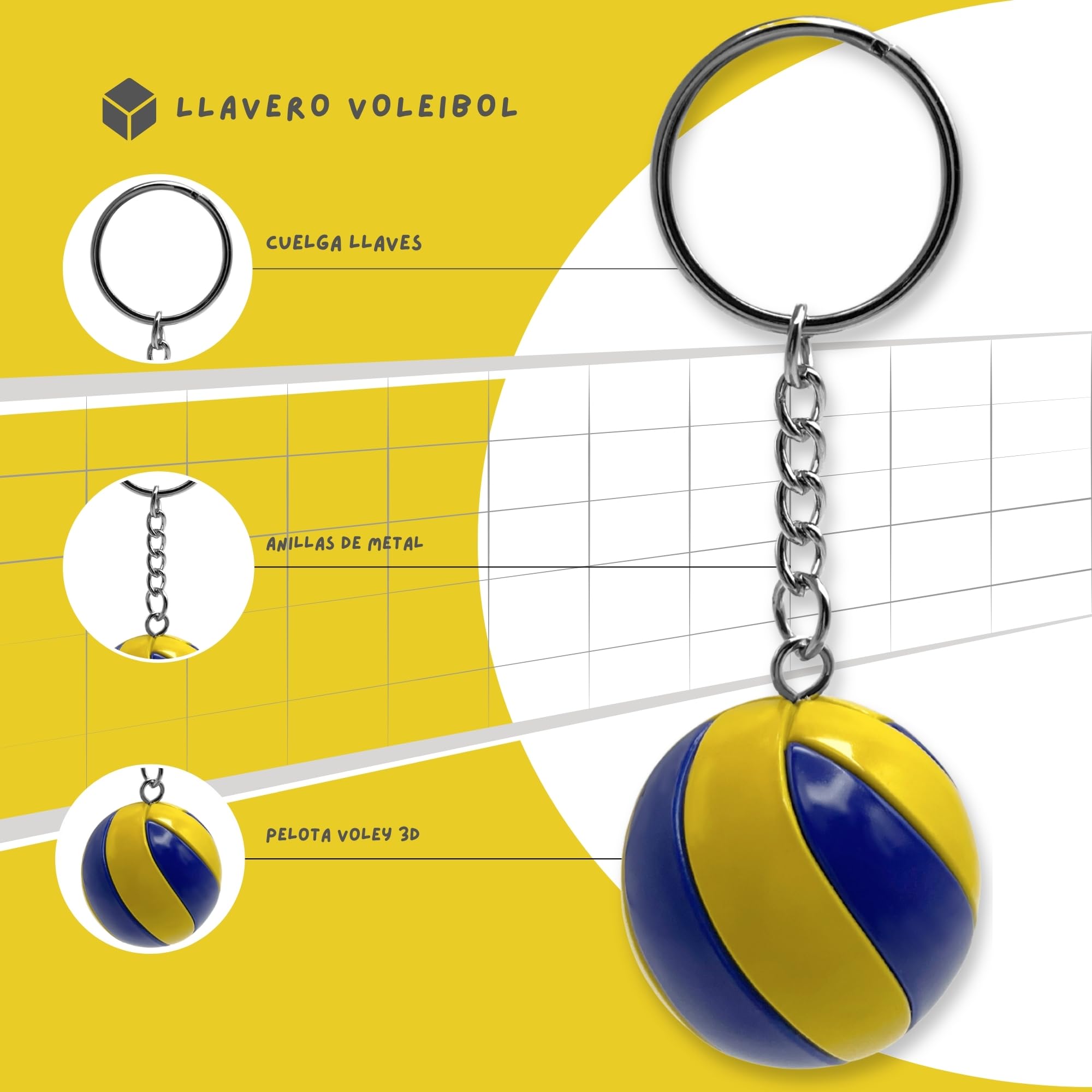Llavero Voleibol, Llavero pelota Volley, KeyChain Volley, 1 Unidad - imagen 2