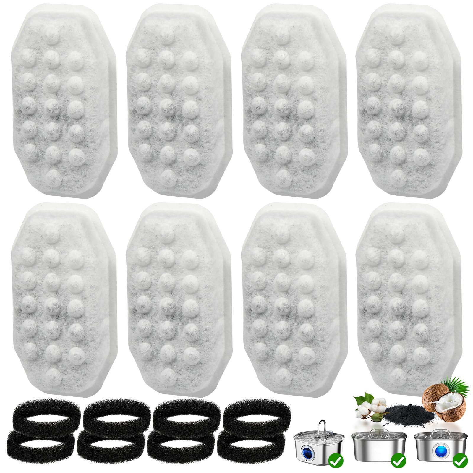 Photo 1 of 16 Pack Cat Water Fountain Filter Replacement & Pre-Filter Sponges for 3.2L/108oz Automatic Pet Fountain Dog Water Fountain