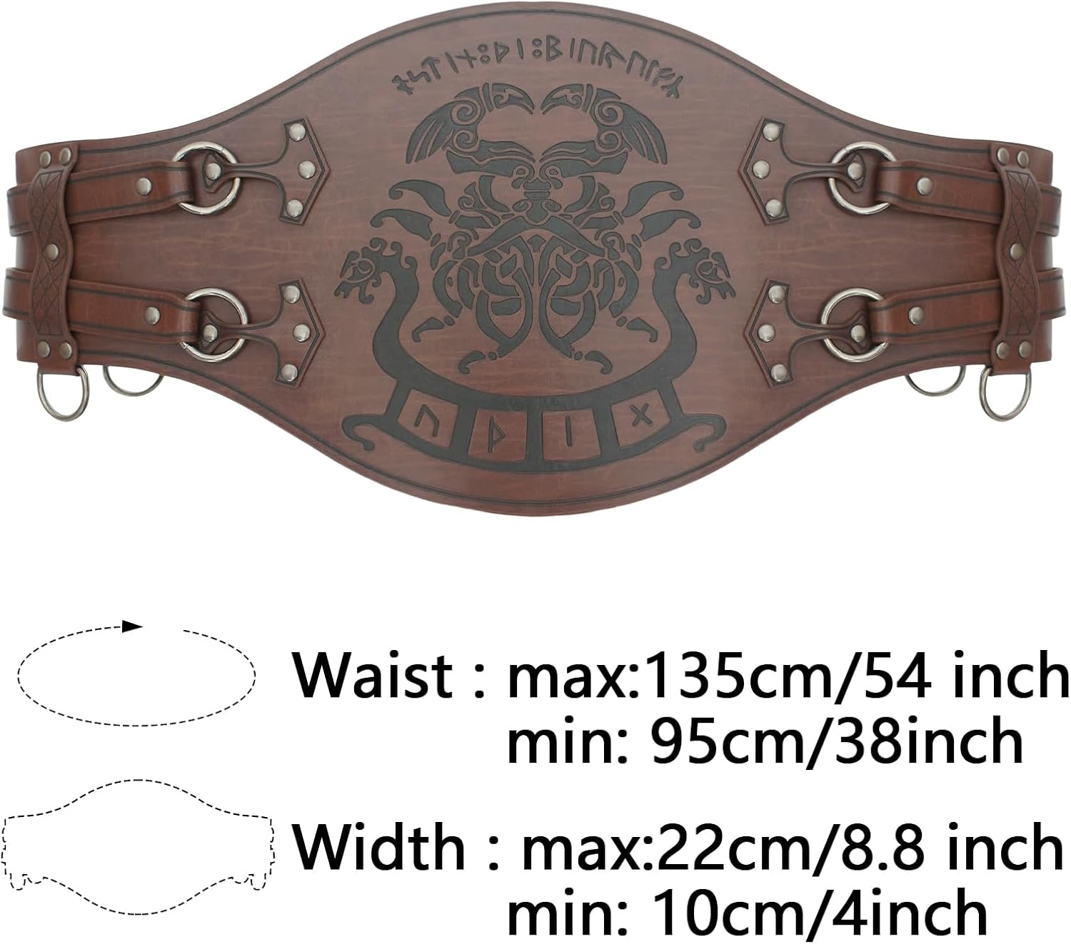 Renaissance Belt for Men Wide Viking Armor Medieval Warrior Belt Thick Corset Faux Leather Ren Faire Costume Accessories Gift - Image 6