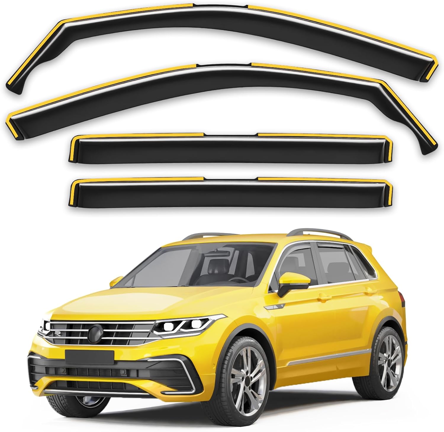 Photo 1 of Deejecsun in-Channel Window Rain Guards Fit for Volkswagen Tiguan 2018-2024 Extra Durable Window Deflectors Vent Visors Shades Car Accessories Visors Rain...