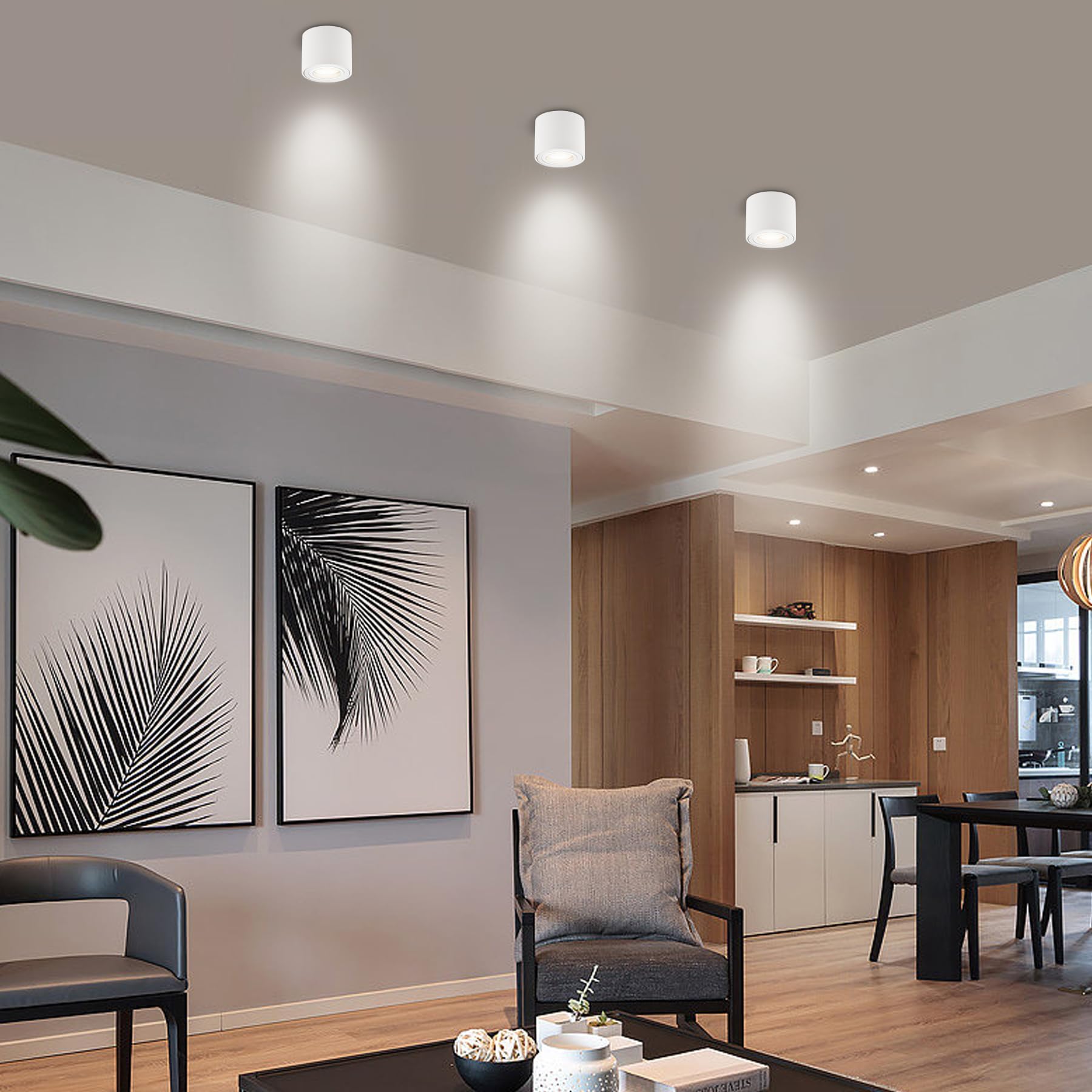 KYOTECH LED Aufbauspot flach IP44 Weiß Aufputz Deckenleuchte Ø80x65mm für LED Module 230V Aufbauleuchte Downlight Runde Wasserschutz für Bad & Außen 4 Stück ohne Leuchtmittel