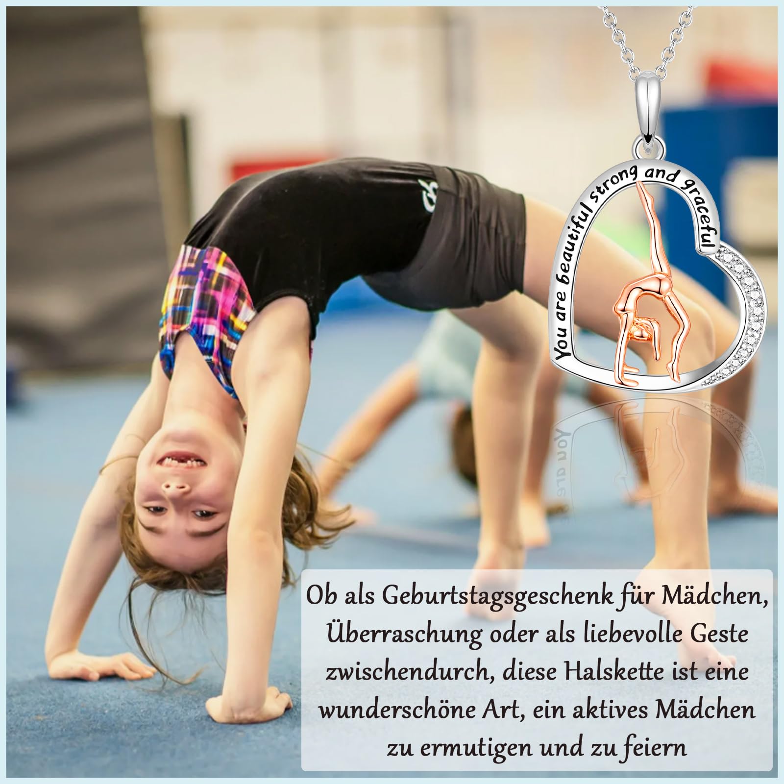 FAOMZQ Gymnastik Geschenk für Mädchen, Inspirierendes Geschenke für Turnerin, Gymnastik Halskette für Mädchen Tochter Schwester Enkelin Nichte zum Geburtstag Weihnachten Einschulung Aufführung