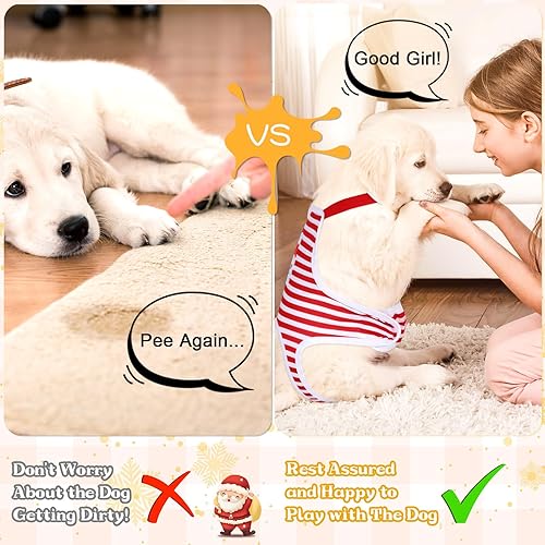 Miniatura 5 de 3 piezas de pañales sanitarios a rayas con tirantes ajustables, lavables, reutilizables, para cachorros, ropa interior linda para mascotas, overol