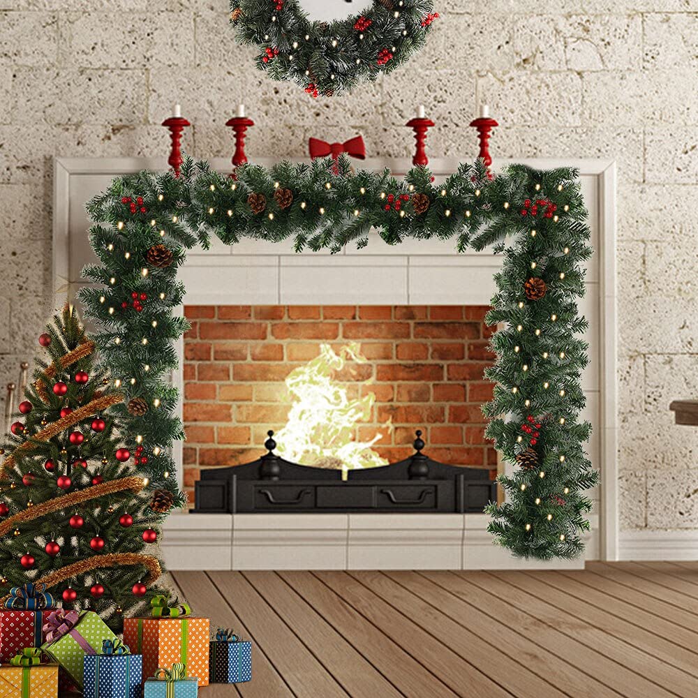 1,8/2,7 m Sztuczne Green Christmas Garland Wean Rattan Wesołych Świąt Dekoracje do domu ozdoby drzewa Xmas DUO ER (Color : 60cm)
