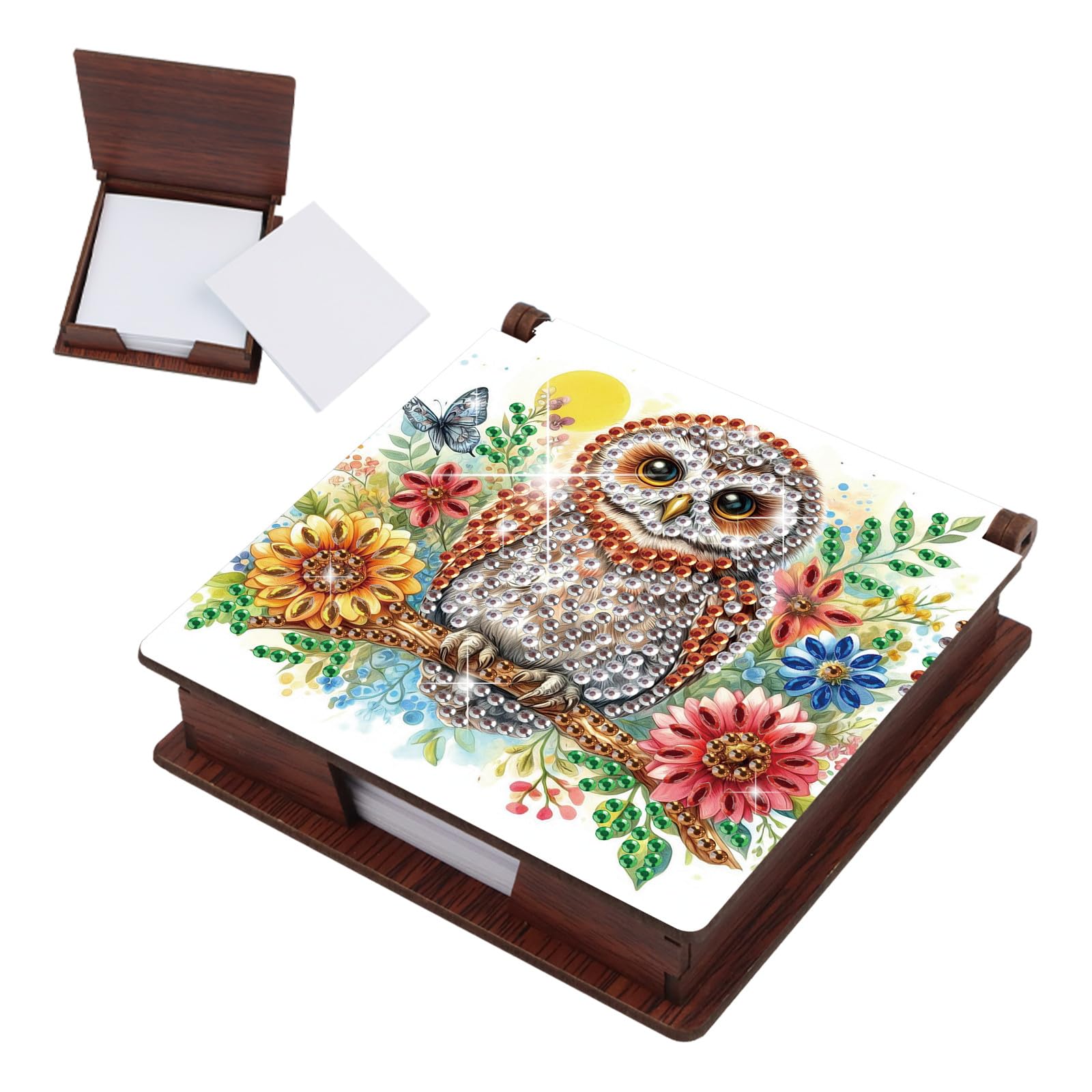 Diamond Art DIY - 4.2x4.2 Inch Leather Memo Box With 160 Notes For Desk ...