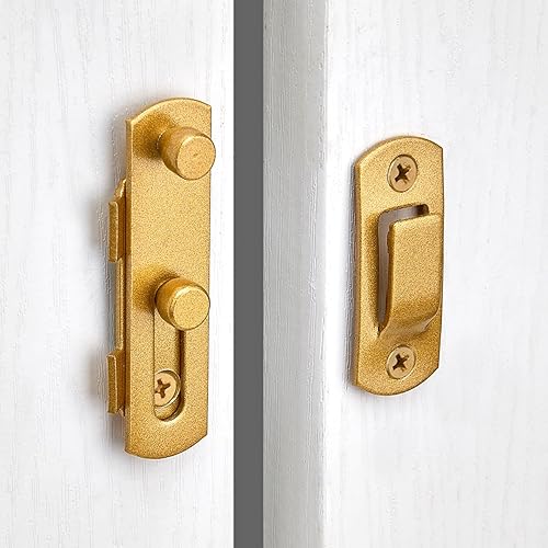 Miniatura 10 de INIRET Paquete de 4 pestillos para puerta de granero, 3.93 x 2.75 pulgadas, de acero inoxidable negro, cerraduras de puerta abatibles, cerraduras de