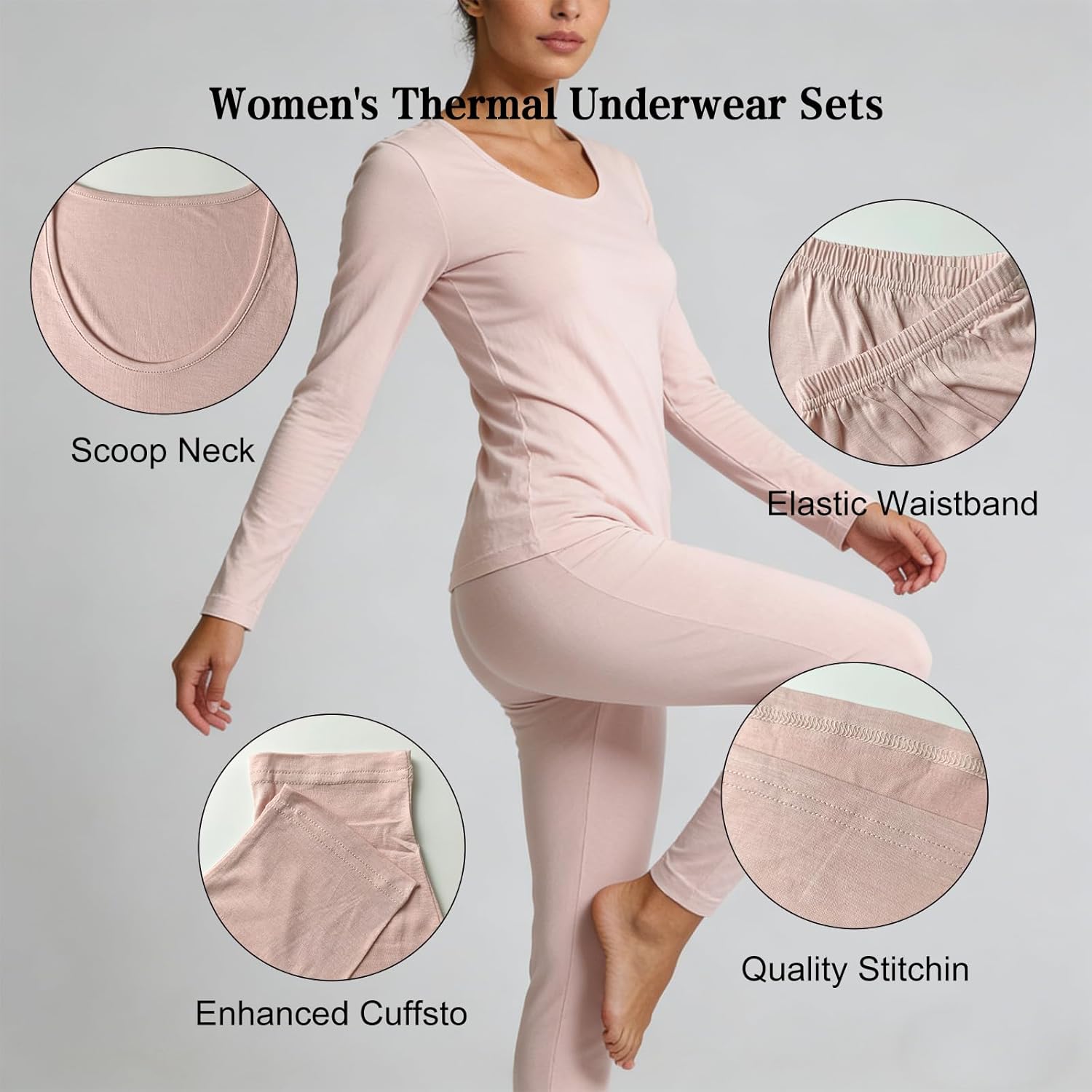 Real Silk Life Womens Silk Thermal Underwear Sets Long Johns Thermal Set for Women Soft Base Layer Top and Bottom