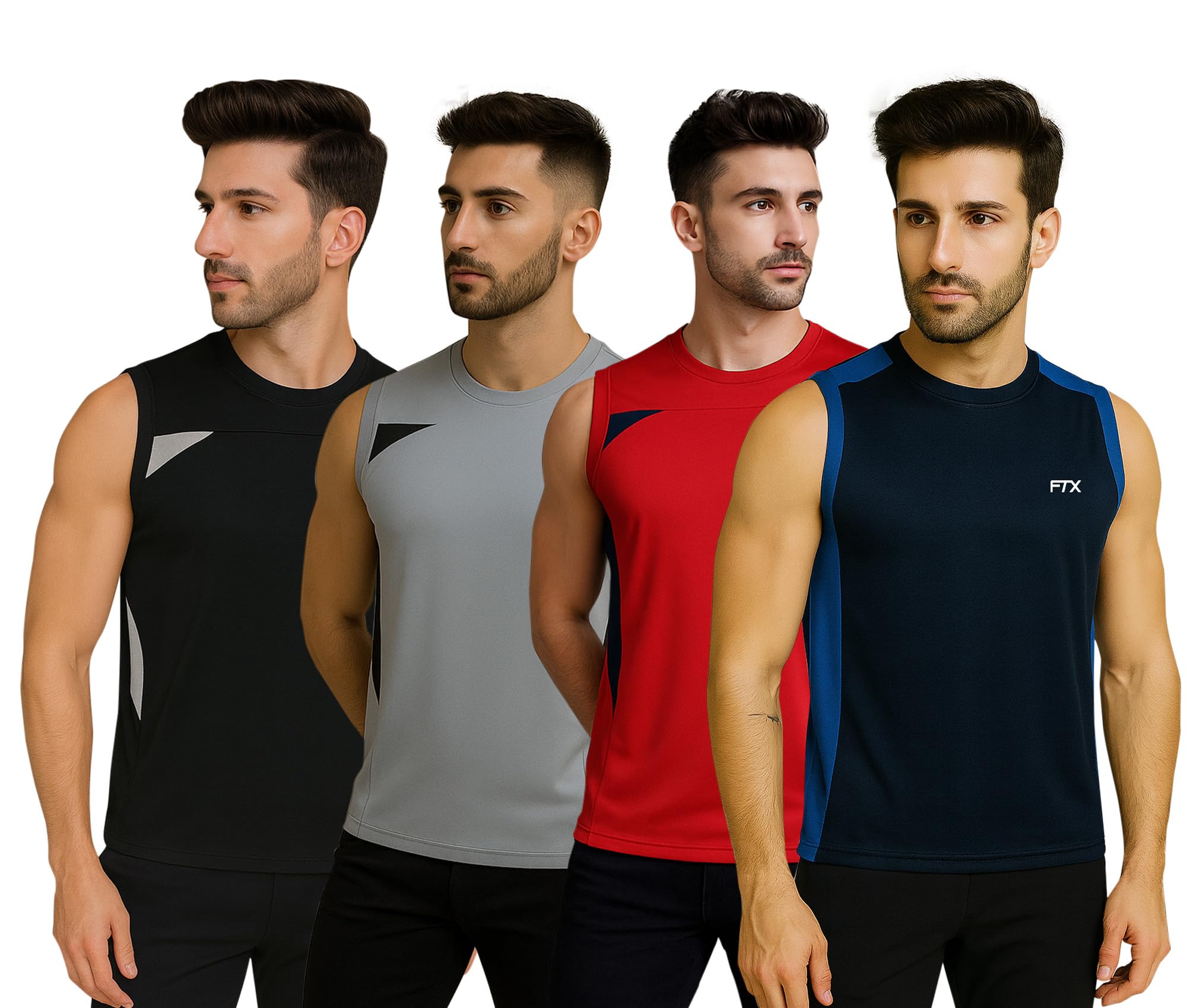 FTX Drifit Colorblock Sleeveless Activewear Sports Tshirt for Men (Pack of 4)-picture-17