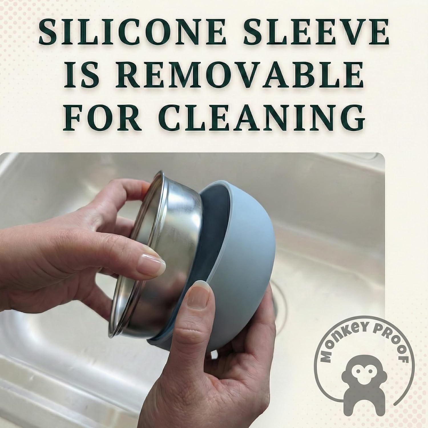 Monkey Proof™ Non-Toxic Stainless Steel Child Bowl 5” with Non-Slip Silicone Shell, Multi-color, (Set of 4 bowls) Unbreakable, Mess Free Feeding for Babies, Toddlers, Kids, BPA free - Image 7