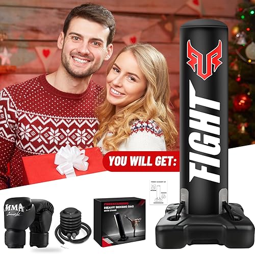 Miniatura 8 de Saco de boxeo de pie para adultos, bolsa pesada con soporte de boxeo equipo de entrenamiento con guantes de MMA y bomba, material de grosor de 0.028