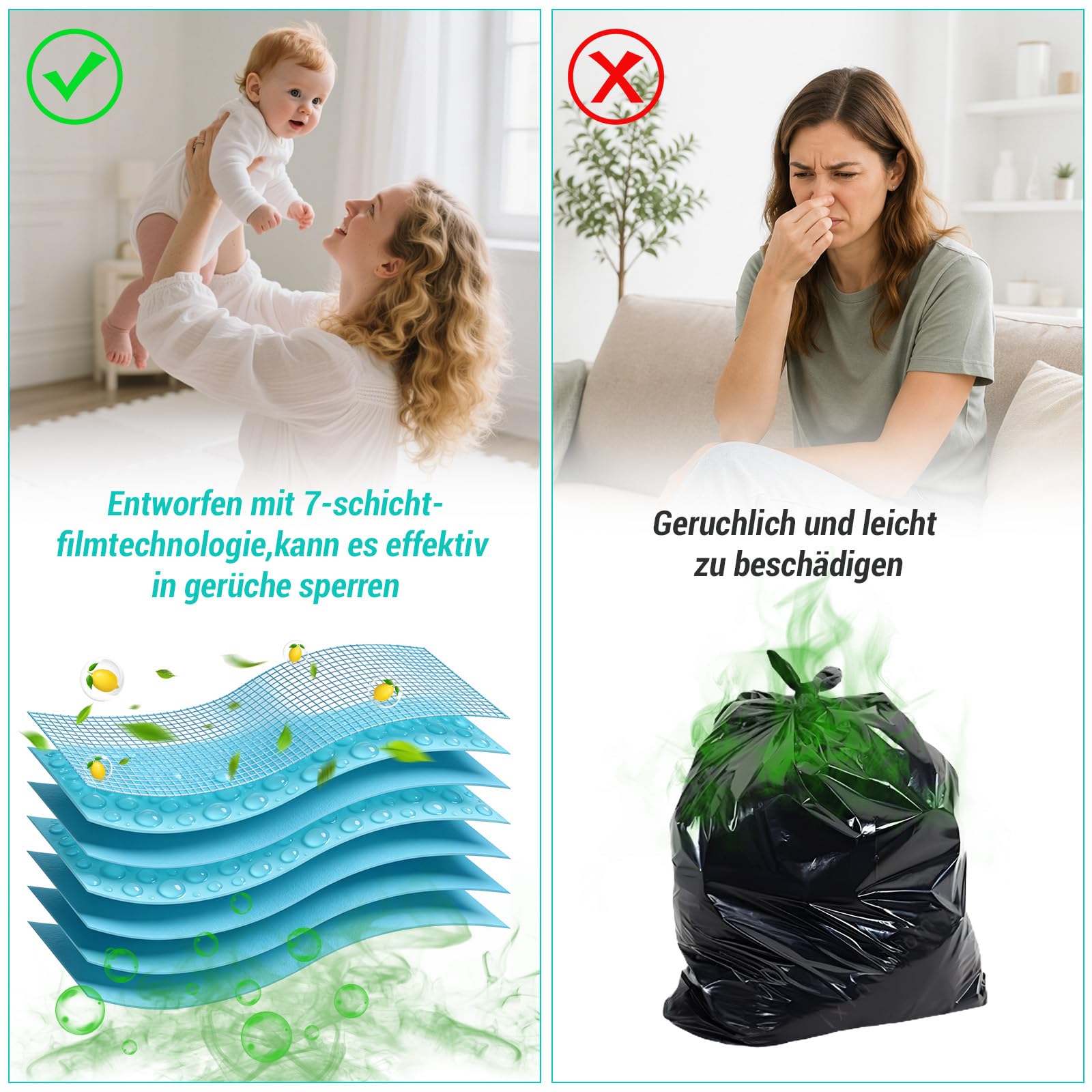 Folia uzupełniająca, worek do uzupełniania, wiaderko do przewijania, 20 sztuk pojemników na pieluchy, kasety uzupełniające, bezzapachowe, zagęszczone, doskonałe uszczelnienie i wytrzymałość