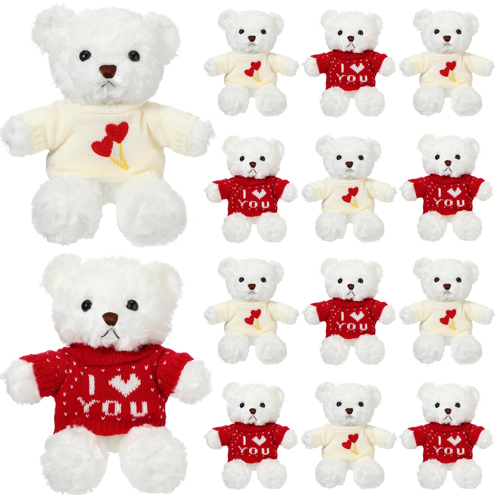 Hungdao 12 Pcs Valentine's Day Bear Stuffed Animal Bear Plush Toys 10.83 Inch Soft Cute Animals for Girlfriend Birthday Wedding Anniversary Mother's