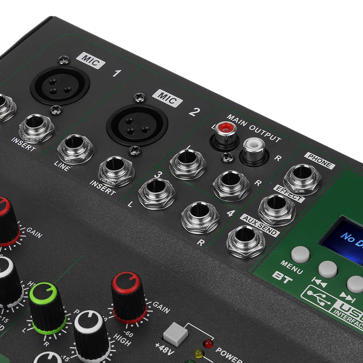 YONGYAO Microfono DJ a 4 canali per Il Controllo del Mixer Audio Bluetooth con LED Digital Display Music Stream