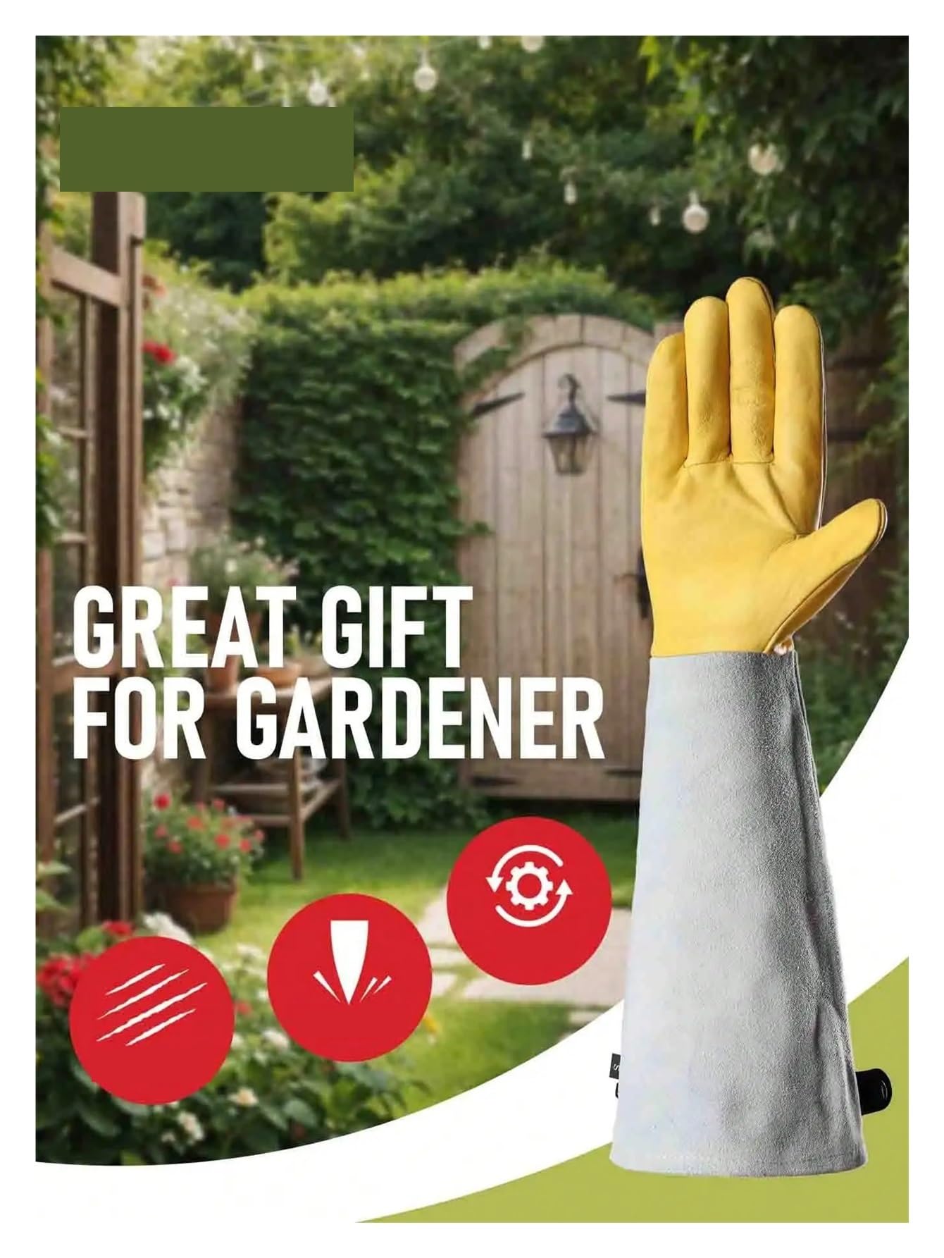 1 paire de gants jardin roses à manchette longue Pour le jardinage