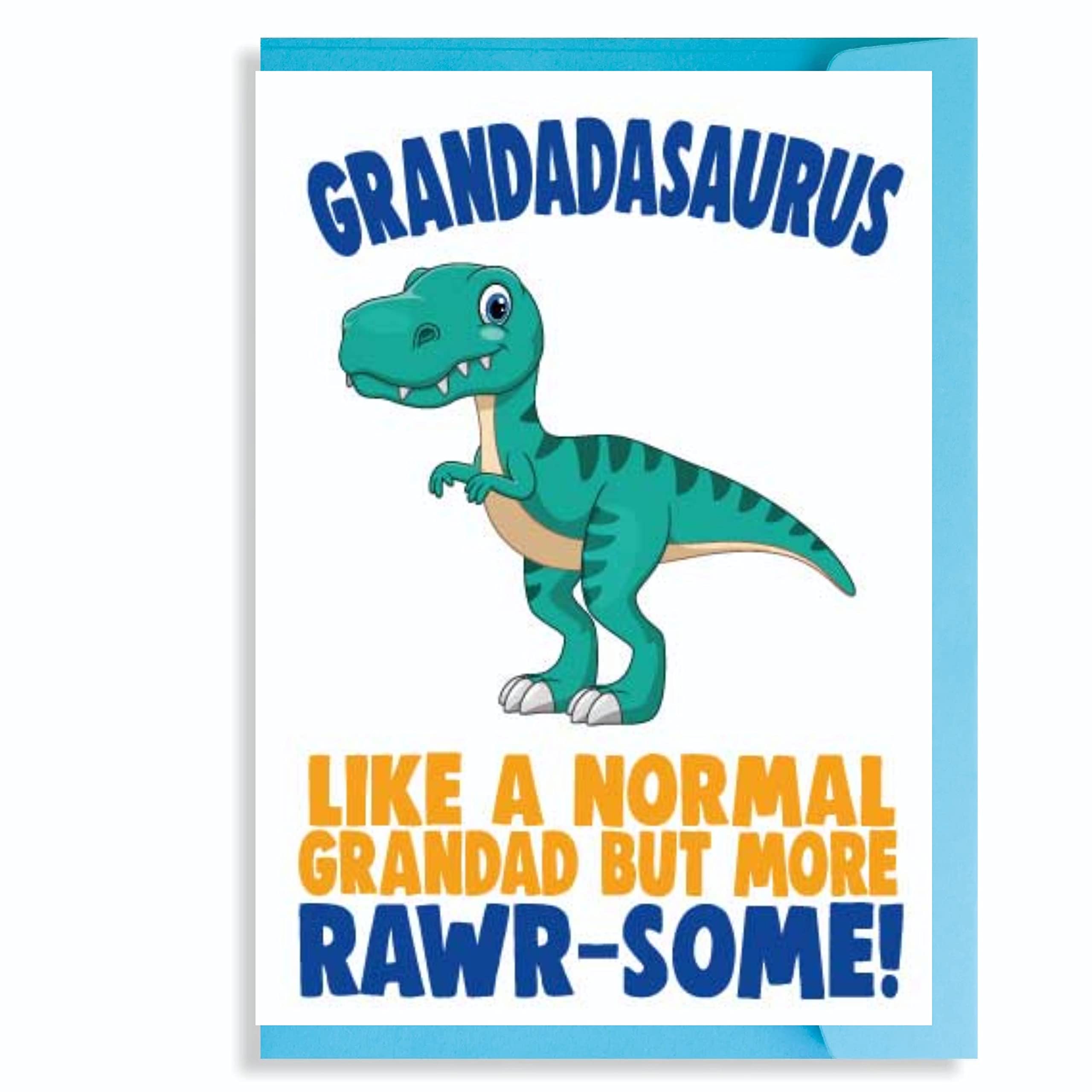 Funny Grandad Birthday Card From Grandchild Humour Grandpa Grumps Joke Design For Him Fathers Day (Grandadasurus)