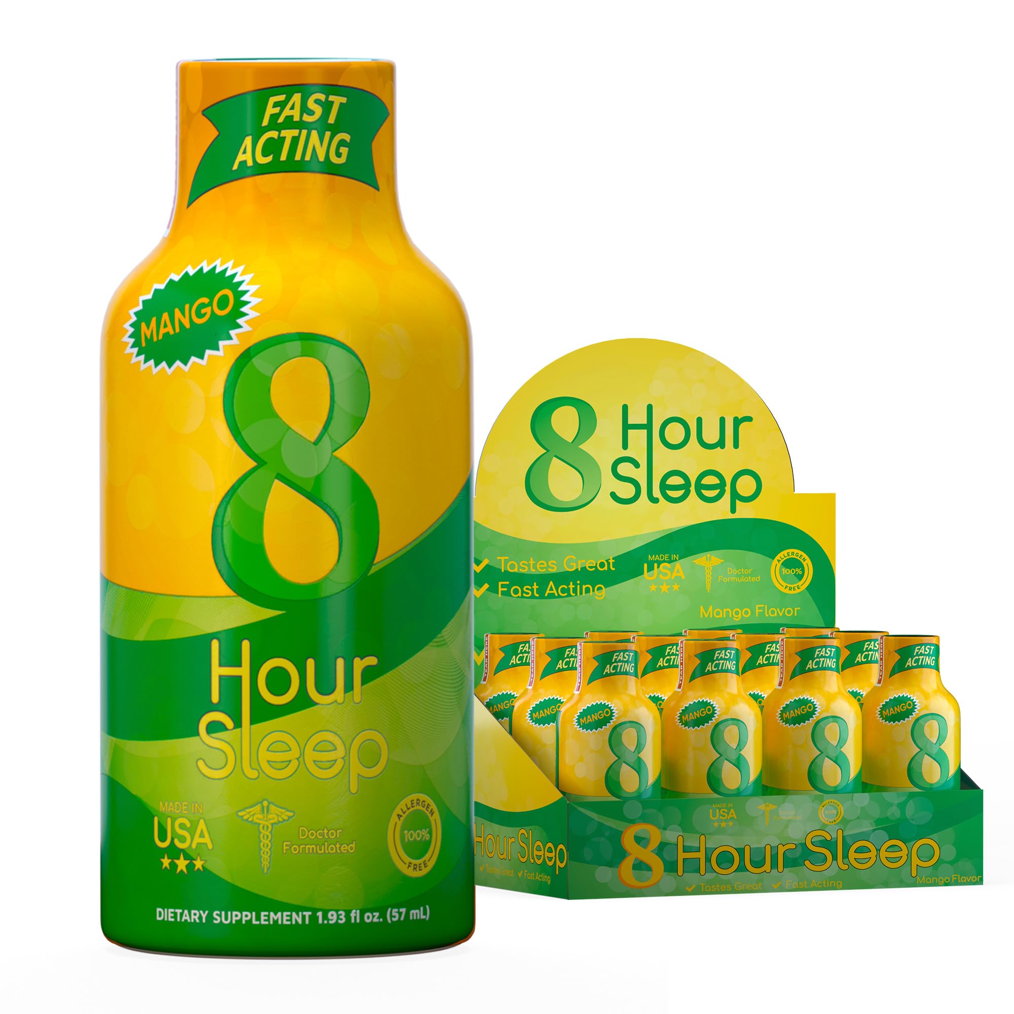 Vitamin Energy Suplemento para o Sono com Melatonina, 5-HTP e GABA, sabor manga, 12 shots de 57 mL