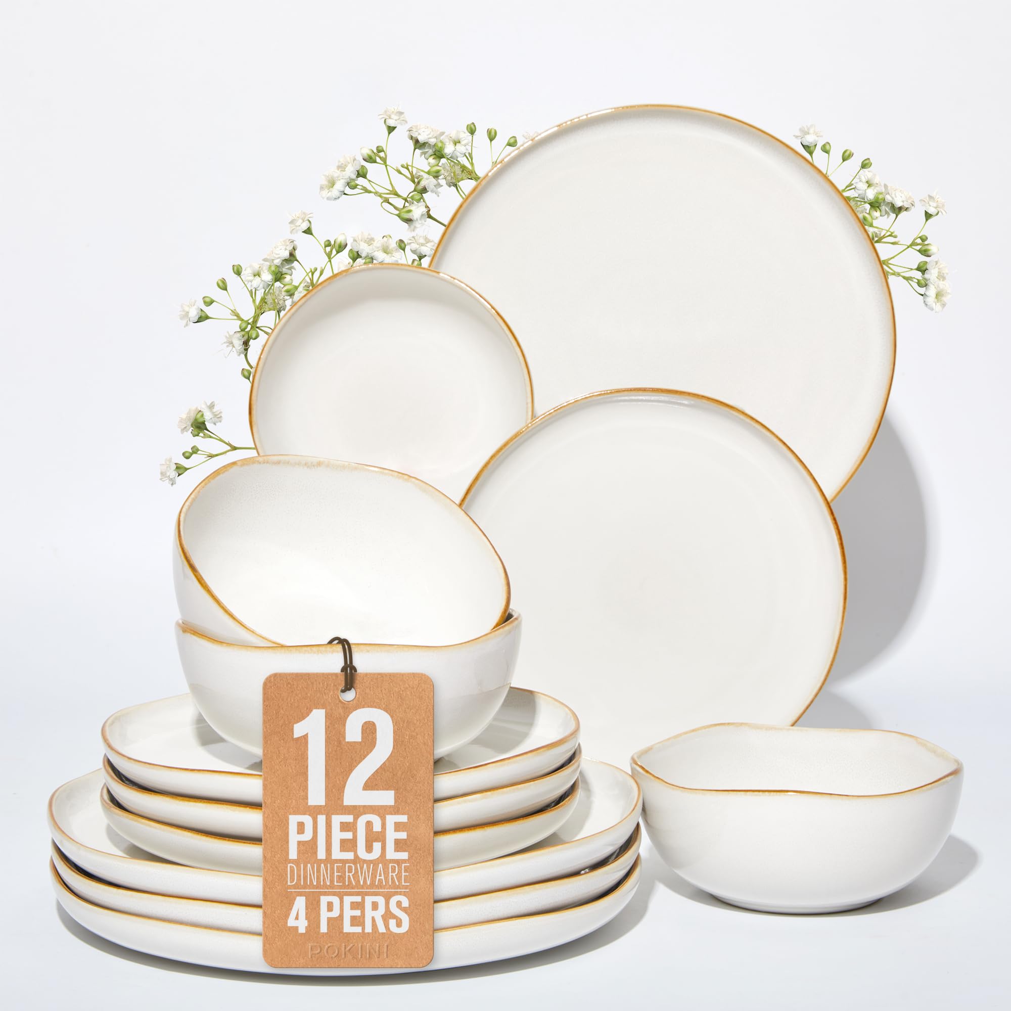 Pokini White Irregular Dinnerware Set