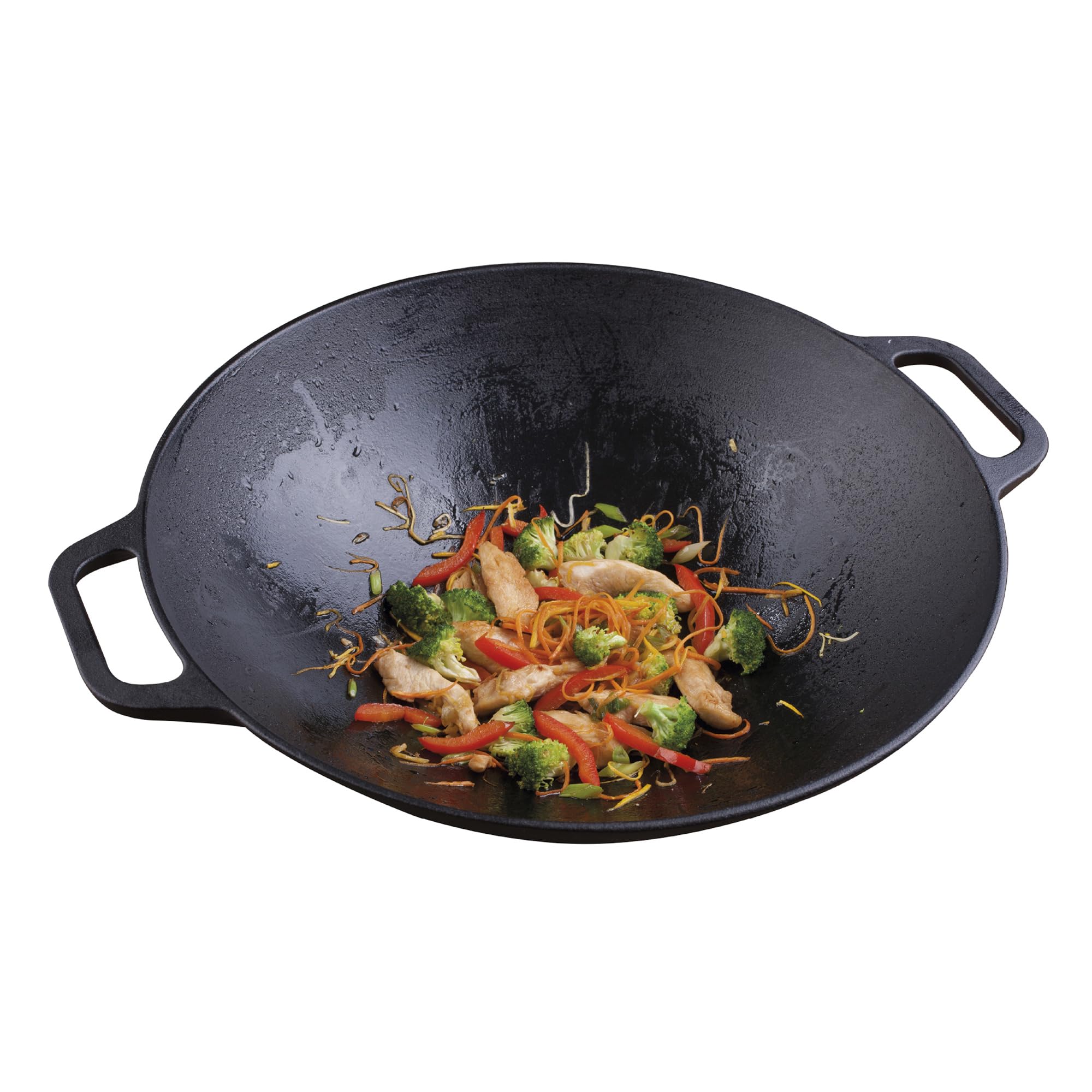 Victoria Wok Indukcyjny emaliowany żeliwo 35,5 cm nadaje się do ognia, grilla, piekarnika, płyty ceramicznej, gazu, patelni żeliwnej, toksyczny bez PTFE i PFOA