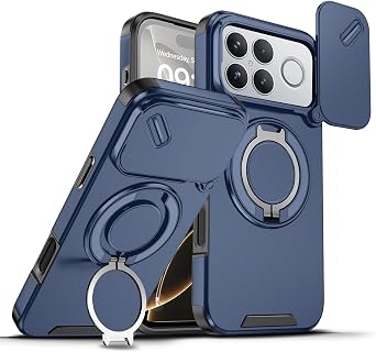 Compatible with Xiaomi Poco F8 Ultra Case with Stand, Heavy Duty Shockproof Phone Case for Xiaomi Poco F8 Ultra with Camera Cover Blue
