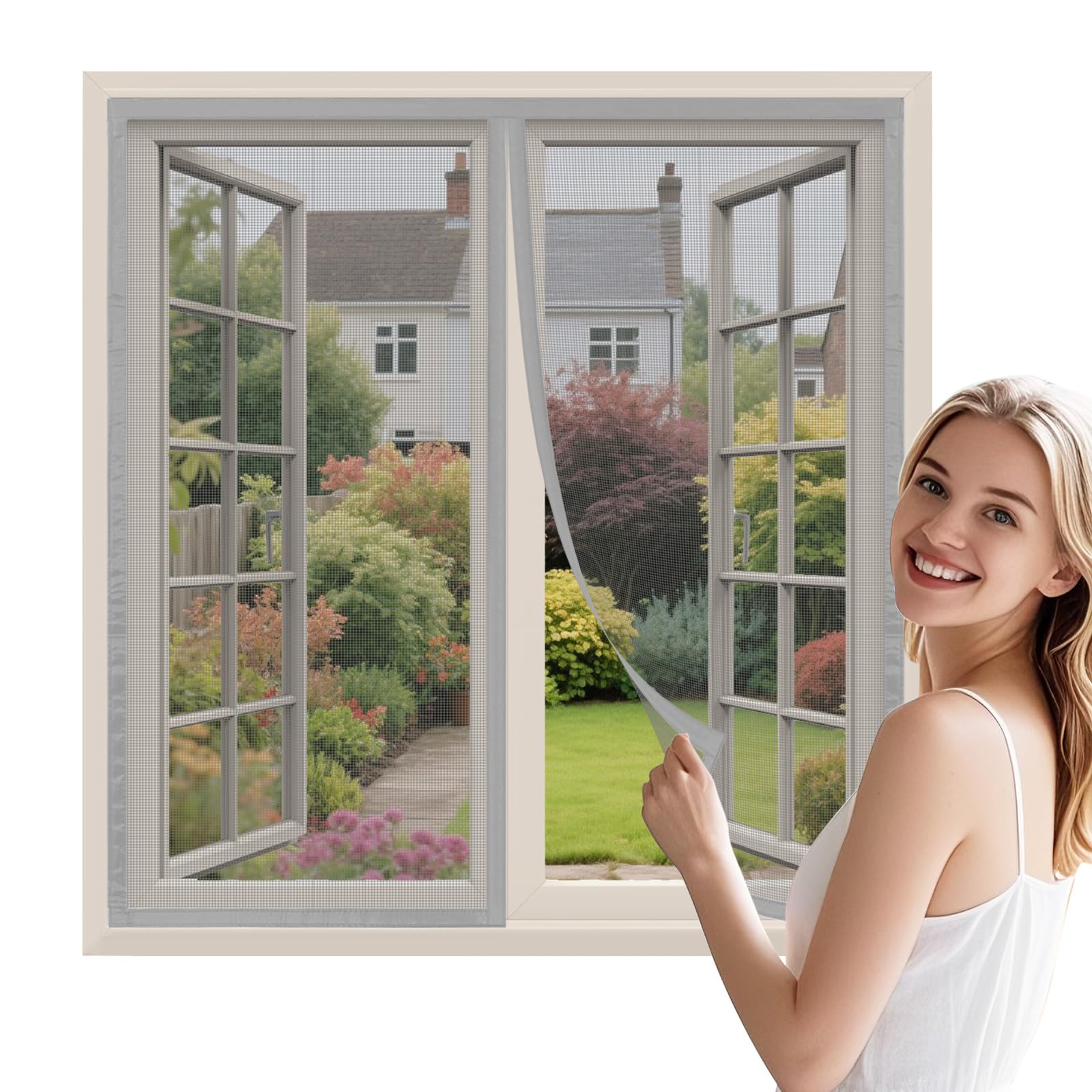 WENT Magnetic Fly Screen Door 180x160 cm, Various Sizes, Insect Screen No Drilling Required, Suitable for Balcony, Terrace, Cellar, Bedroom and Sliding Doors, Grey — image 1
