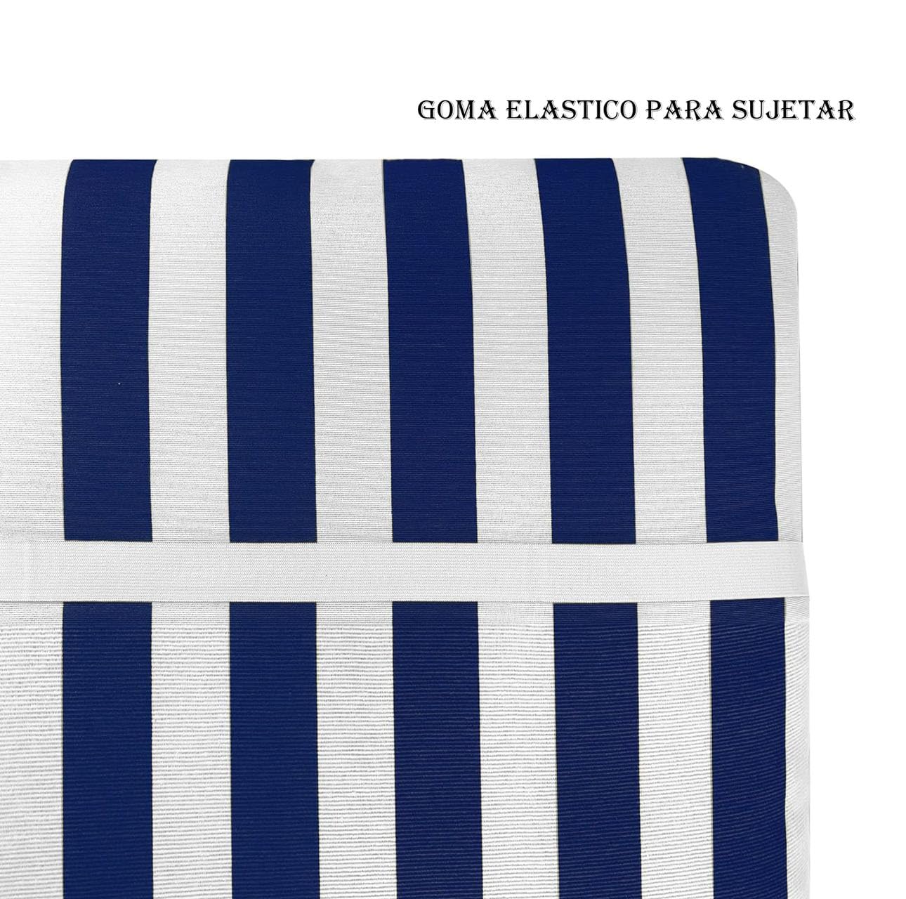 Cojín para Tumbona. Colchón Tumbona Acolchada Medidas 180x50X5cm (Rayas Azul)