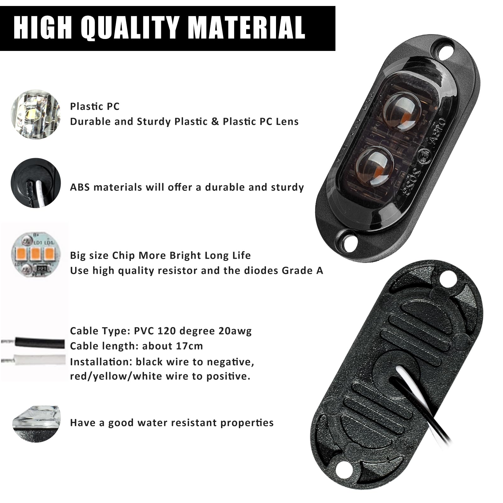 Catekro 10x Luci Ingombro LED 12V-24V, Luci di Posizione Laterali per Auto Indicatori Laterali con 2 LED Lente Affumicata Impermeabile per Camion Camper Furgone SUV (Giallo)