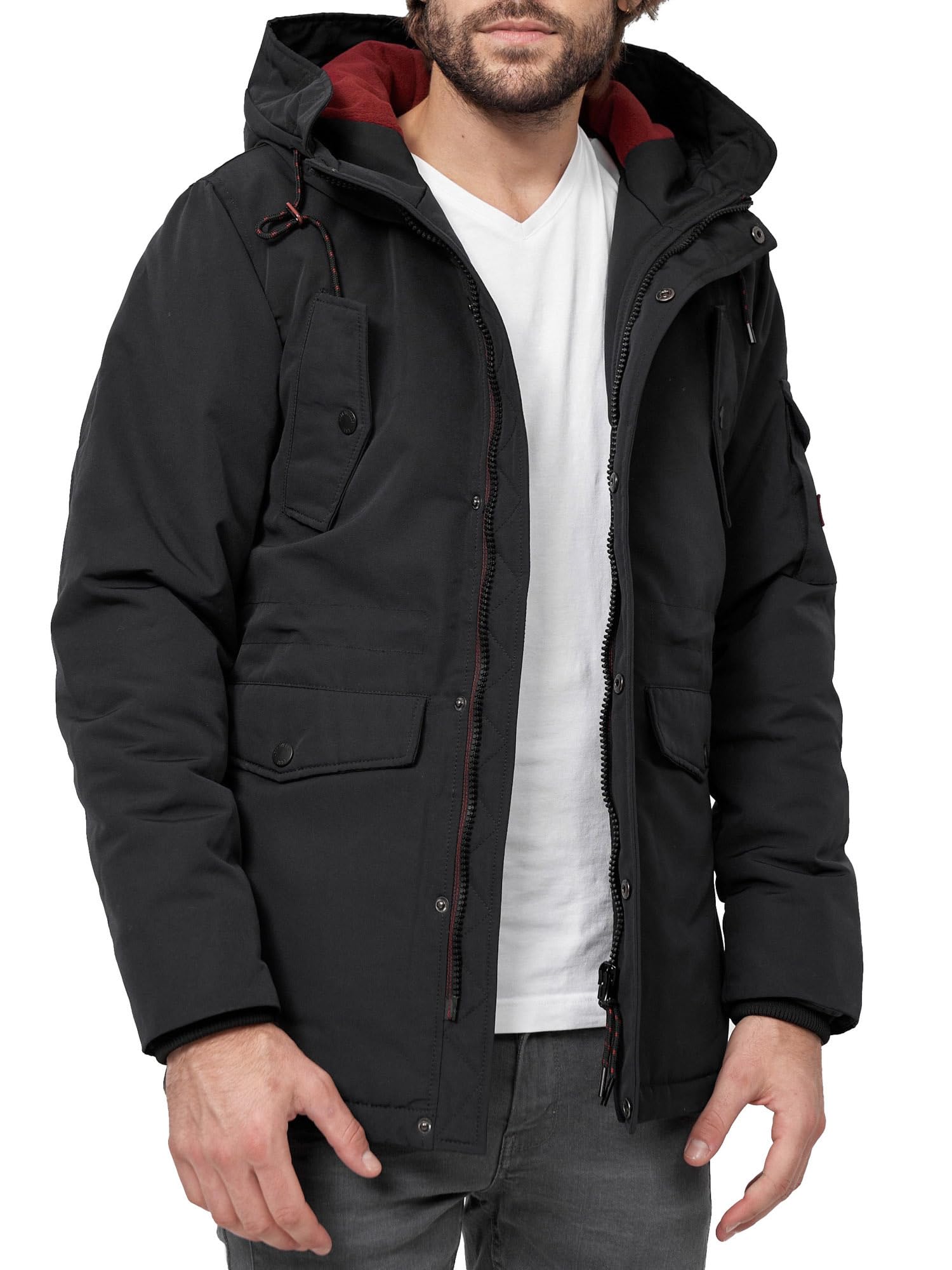 Indicode Herren Ocala Herrenmantel mit verdeckter Knopfleiste und 6 Taschen | Eleganter Herrenmantel mit verdeckter Knopfleiste, Businessmantel, Winterparka, Wollmantel, Wintermantel für Männer