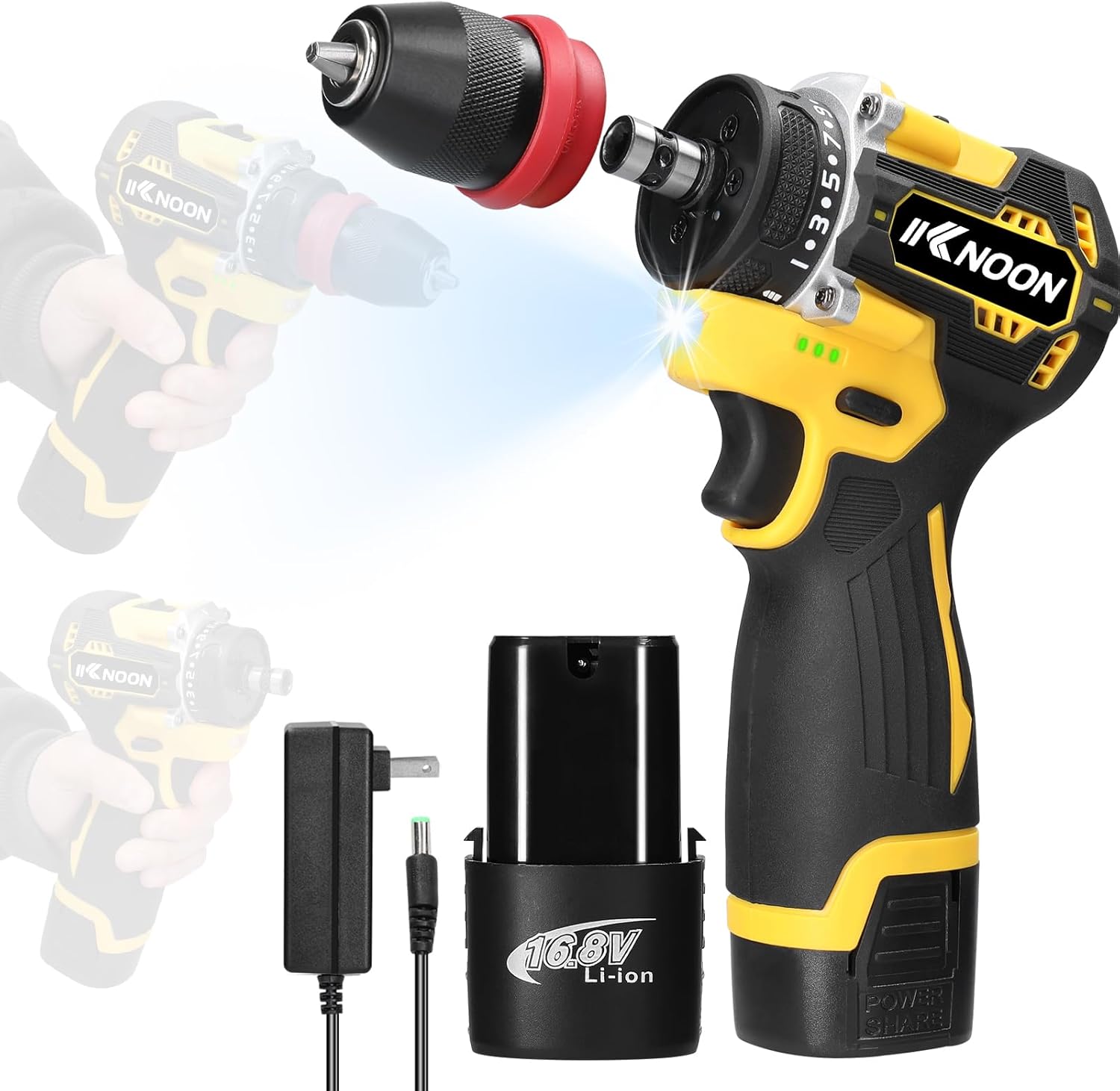 16.8V 2in1 Lithium Drill Electric Screwdriver Multi-function Power Tool 45Nm Torque Brushless Motor Practical Screw Driver for Home Appliances Furniture Installation Automotive Electronics