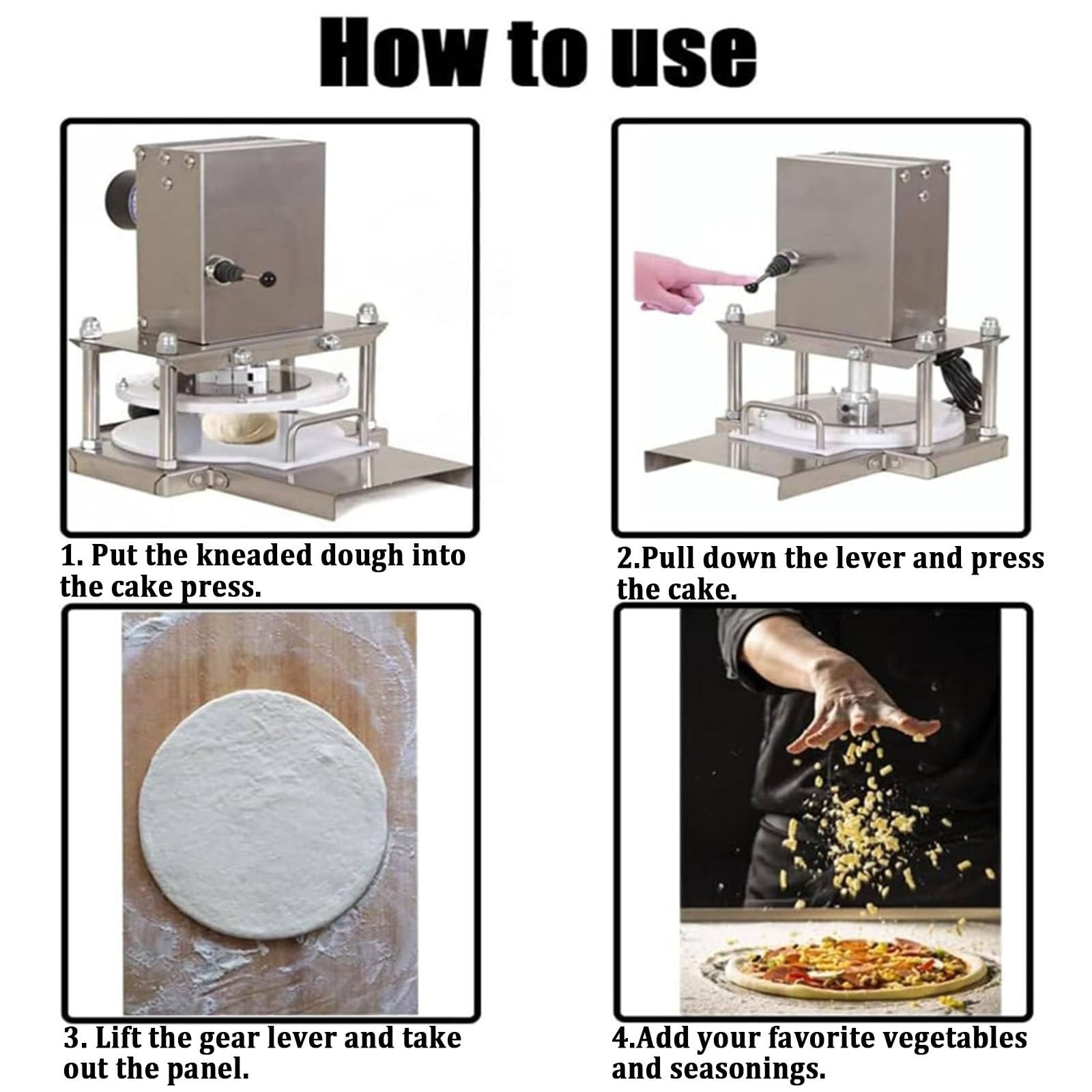 Prensa Manual Para Pizza, Prensa Comercial Para Masa De Acero Inoxidable, Herramienta De Cocina Para Aplanar Masa De Pizza, Grosor Y Altura Ajustables, Para Panqueques