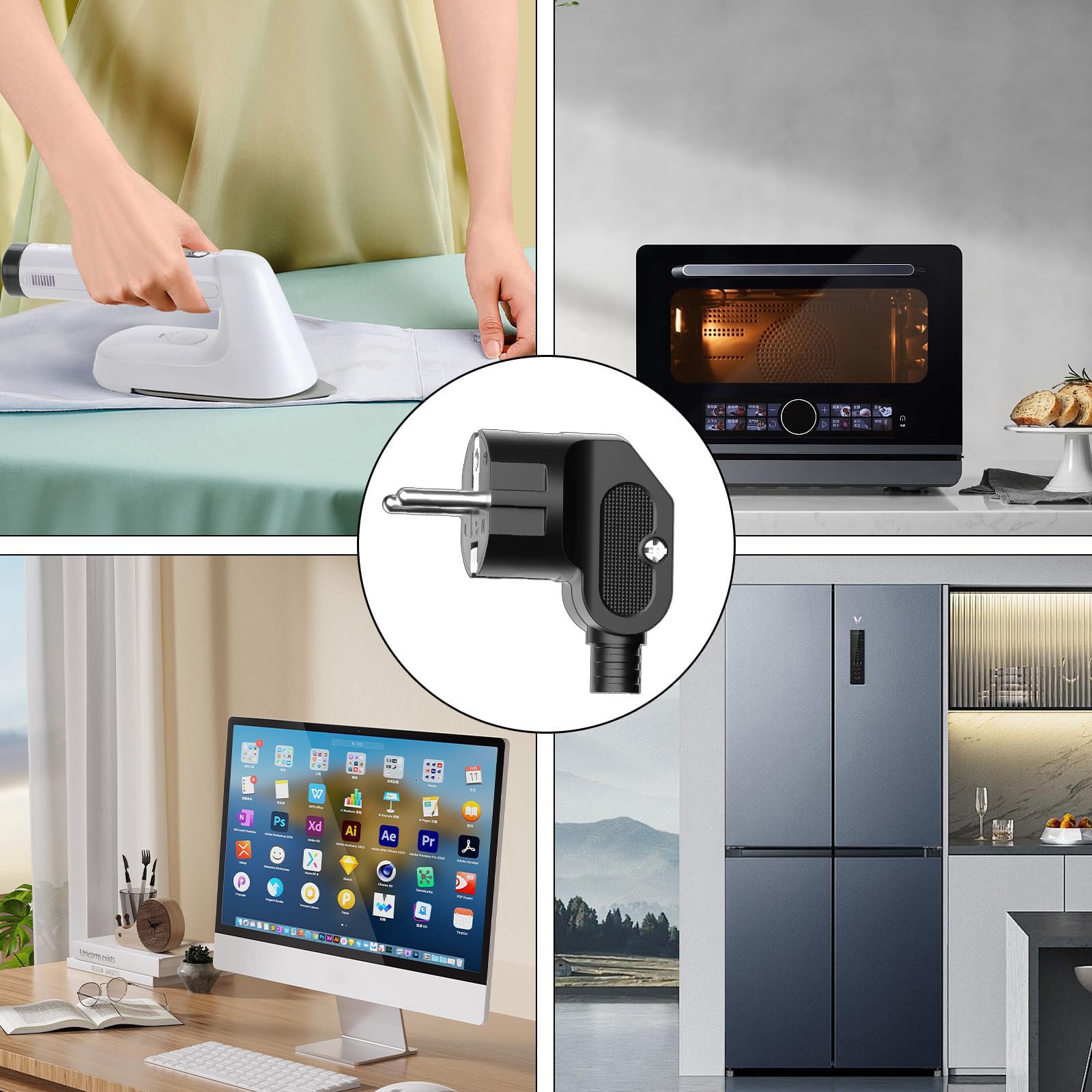 Enchufe Schuko 3 piezas, 250 V 16 A, Clavija Enchufe Macho, enchufe macho en ángulo, Enchufe de Tierra, Enchufe de Contacto Protector, IP20 para Exteriores