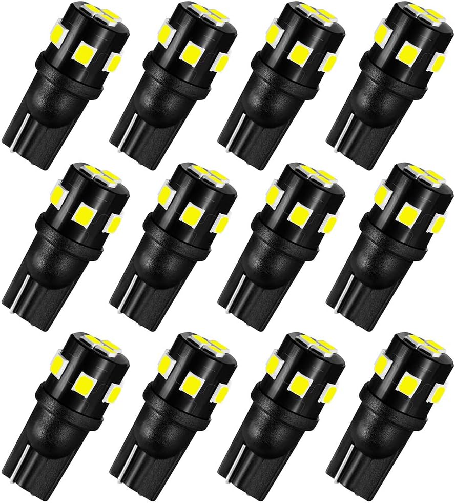 AUXLIGHT T10 921 194 168 912 LED Bulbs White 12-Pack, Super Bright 12 Volt LED Replacement for RV Camper Trailer Boat Trunk Interior Dome Map License Plate Lights, Backup Reverse Lights