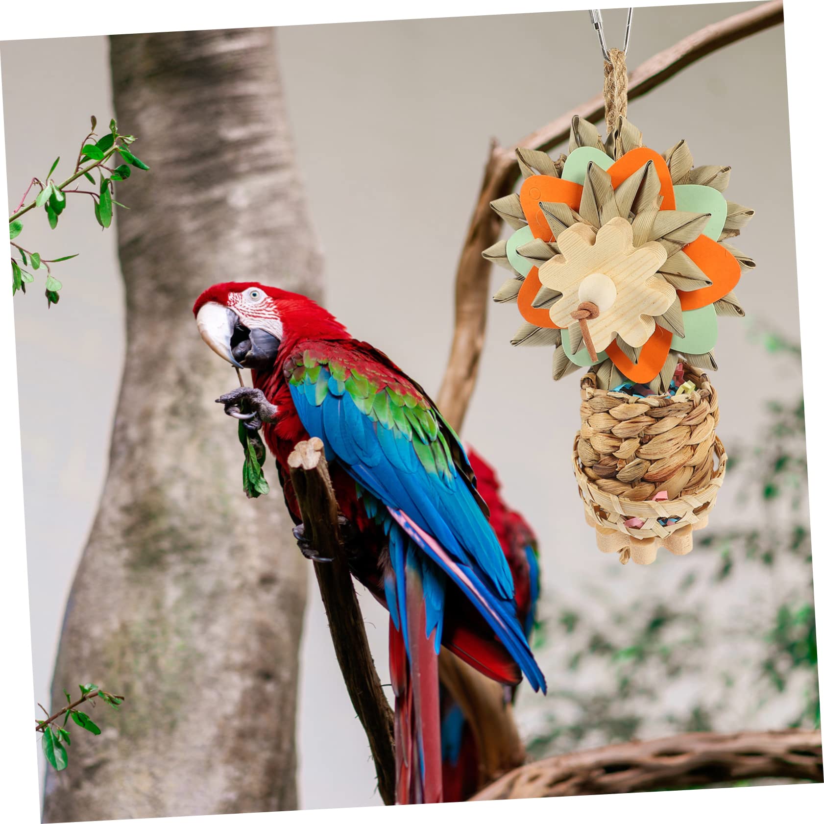 minkissy 3stücke Praktisches Vogelspielzeug Aus Naturmaterialien Bissfestes Papageien-kauspielzeug Für Wellensittiche Hängespielzeug Für Vögel Mit Multifunktionalem Design Bunten