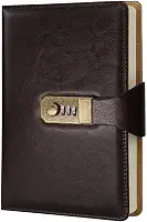 LUMAI Caderno Diário com Cadeado e Fechadura Secreta, Ideal para Anotações, Projetos, Privacidade e Criatividade, Folhas Com Pauta Linhas, Capa de Couro Resistente e Design Minimalista – Marrom Escuro