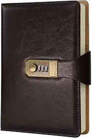 LUMAI Caderno Diário com Cadeado e Fechadura Secreta, Ideal para Anotações, Projetos, Privacidade e Criatividade, Folhas Com Pauta Linhas, Capa de Couro Resistente e Design Minimalista – Marrom Escuro