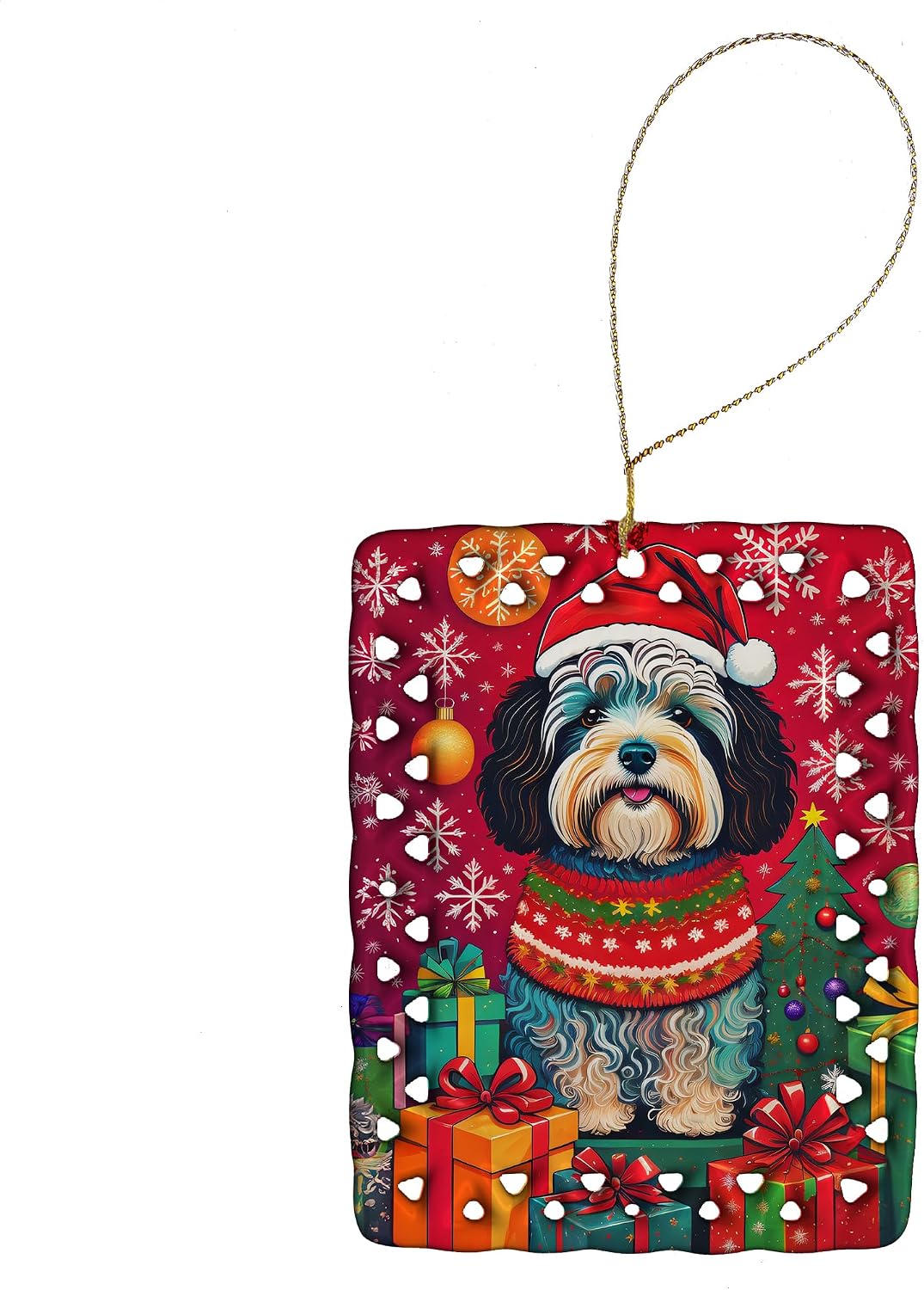 Caroline's Treasures Havanese Dogs Porcelain Hanging Christmas Ornament