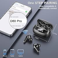 Căști wireless in-ear Nerunsa Bluetooth 5.4, sunet stereo HiFi, autonomie 50 de ore, 6 microfoane cu anulare a zgomotului, afișaj LED, rezistență la apă IP7 5