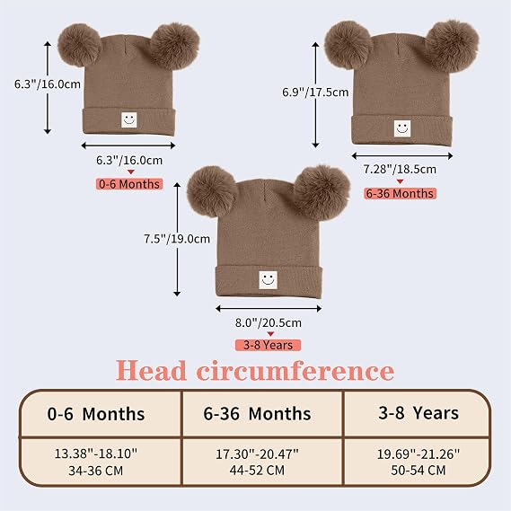 AZJ Baby Beanie Hat Toddler Infant Winter Knitted Hat Kids Soft Warm Pom Pom Beanie Cap for Boys Girls