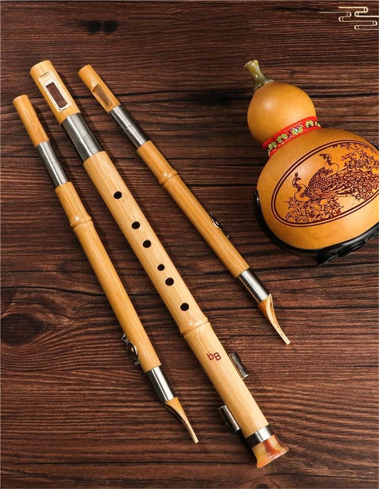 Instrumento De Flauta Hulusi Instrumento Musical Chino Hecho A Mano Hulusi Con Bolsa De Almacenamiento C/Bb Key Folk Instrumento Musical(Up N-Bb)