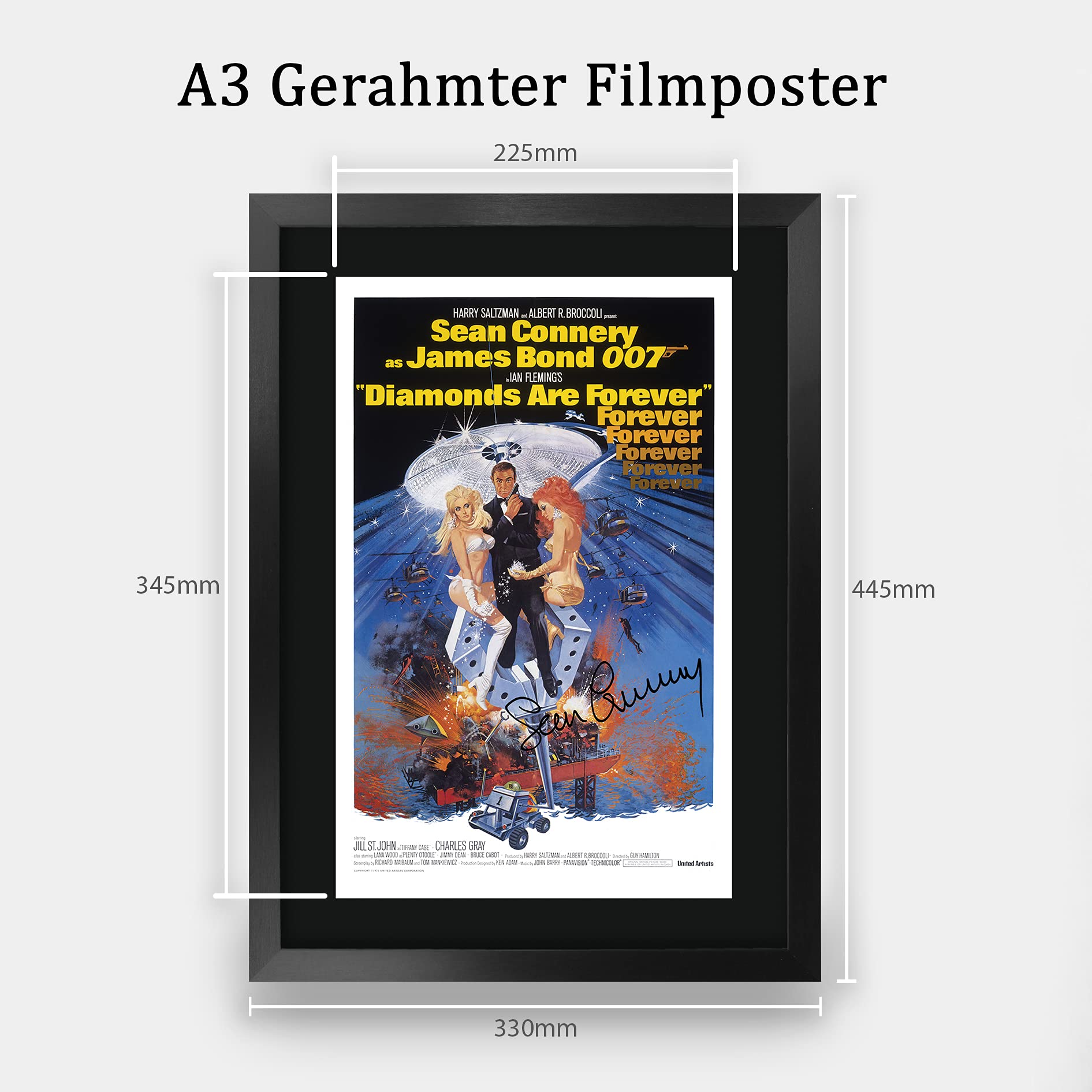 HWC Trading A3 FR James Bond - Diamanten sind für immer Druck Movie Poster Sean Connery Signed Geschenk GESTALTET A3 Printed Autogramm Film Geschenke Fotobildanzeige