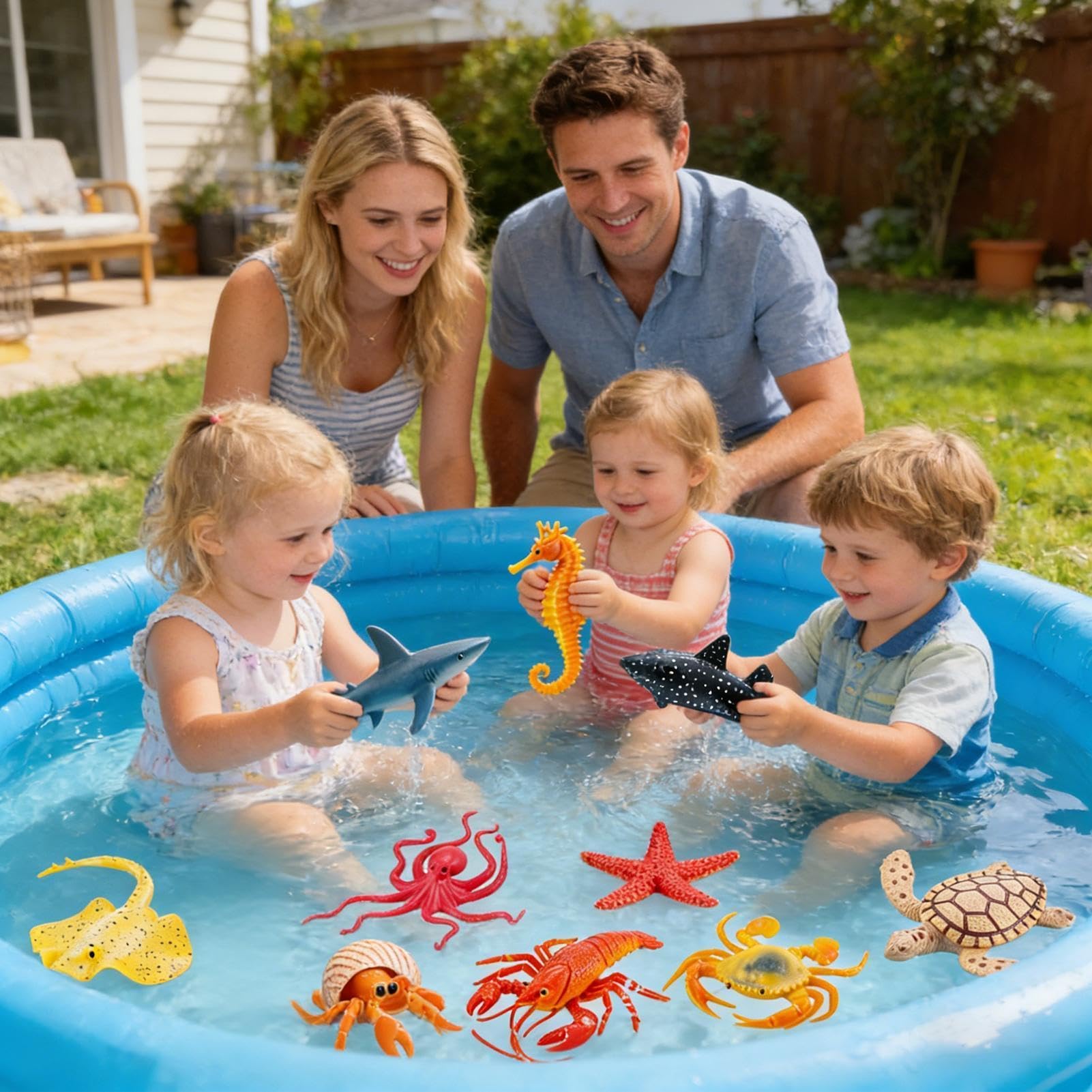 Generico Set di Animali Marini | Set Interattivo con Figure Realistiche,21 Creature Marine - per Bambini e Bambine, Piscina, Spiaggia, Acquario, Scrivania, Comodino